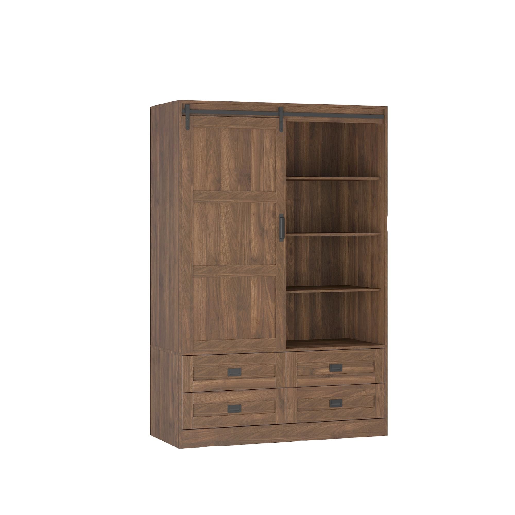 Wardrobe Closet with Drawers Open Shelves for Clothes