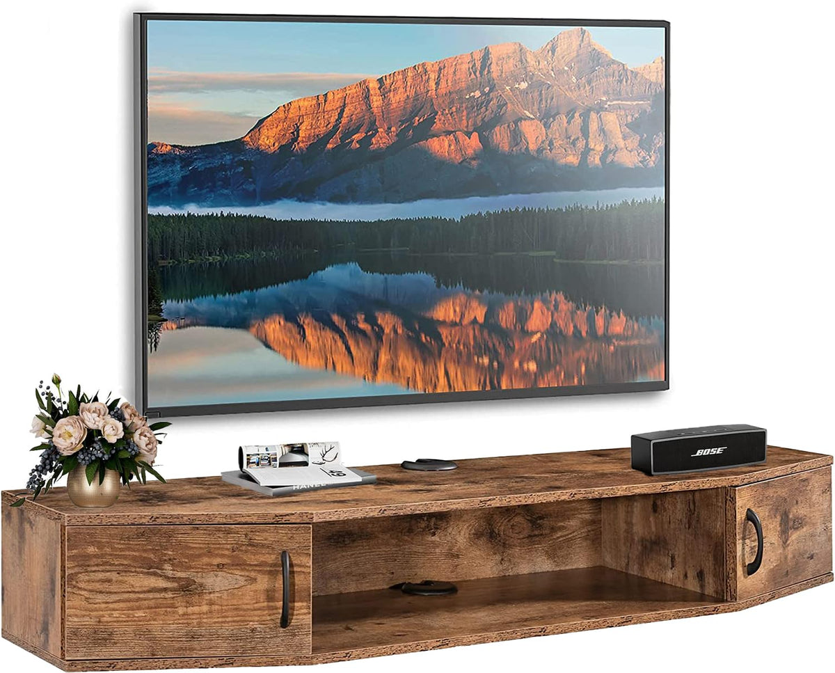 Floating Wall-Mounted TV Shelf with Cabinet