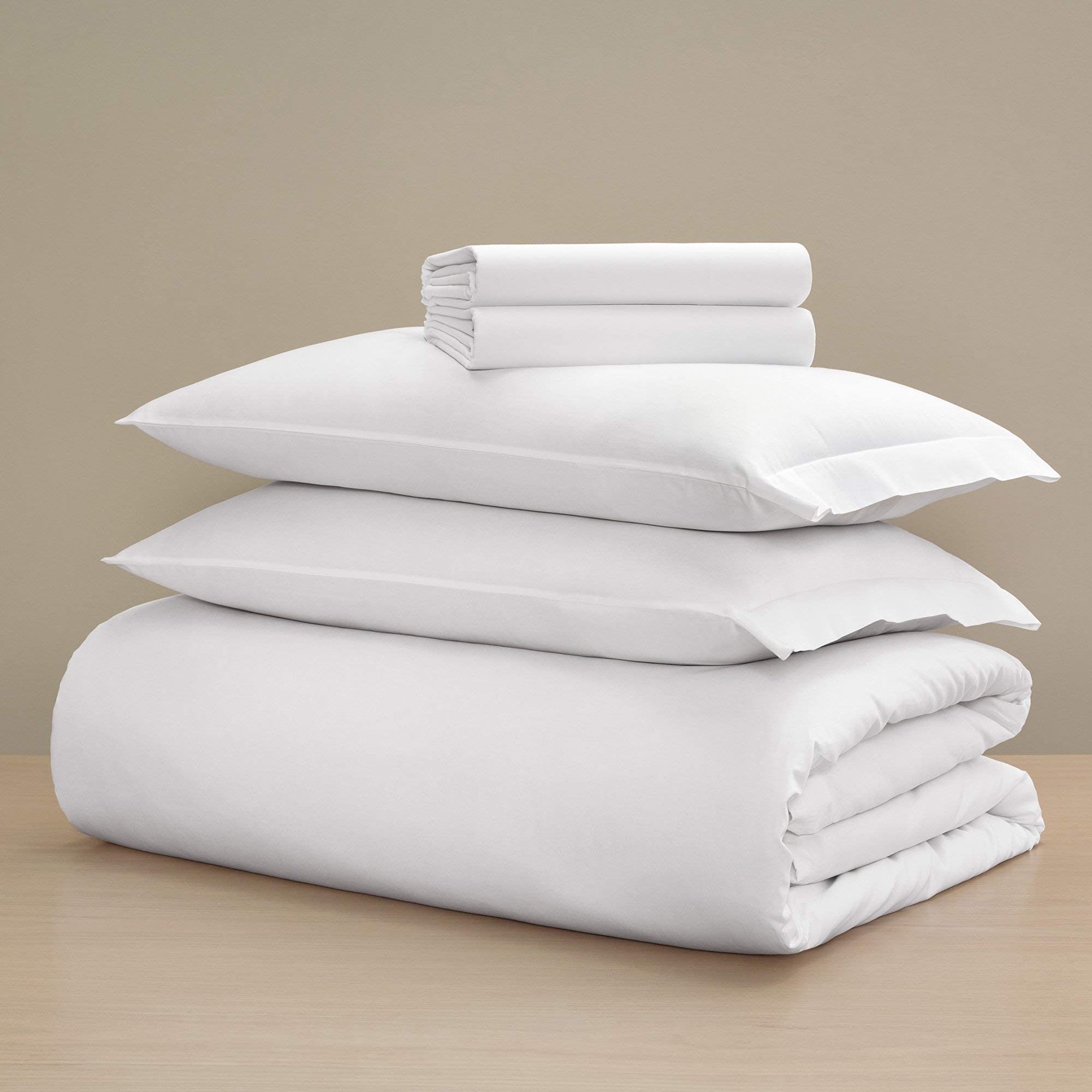 Sateen Junior Suite Bed Bundle (King) - Luxury All-White Bedding Bundle/Includes