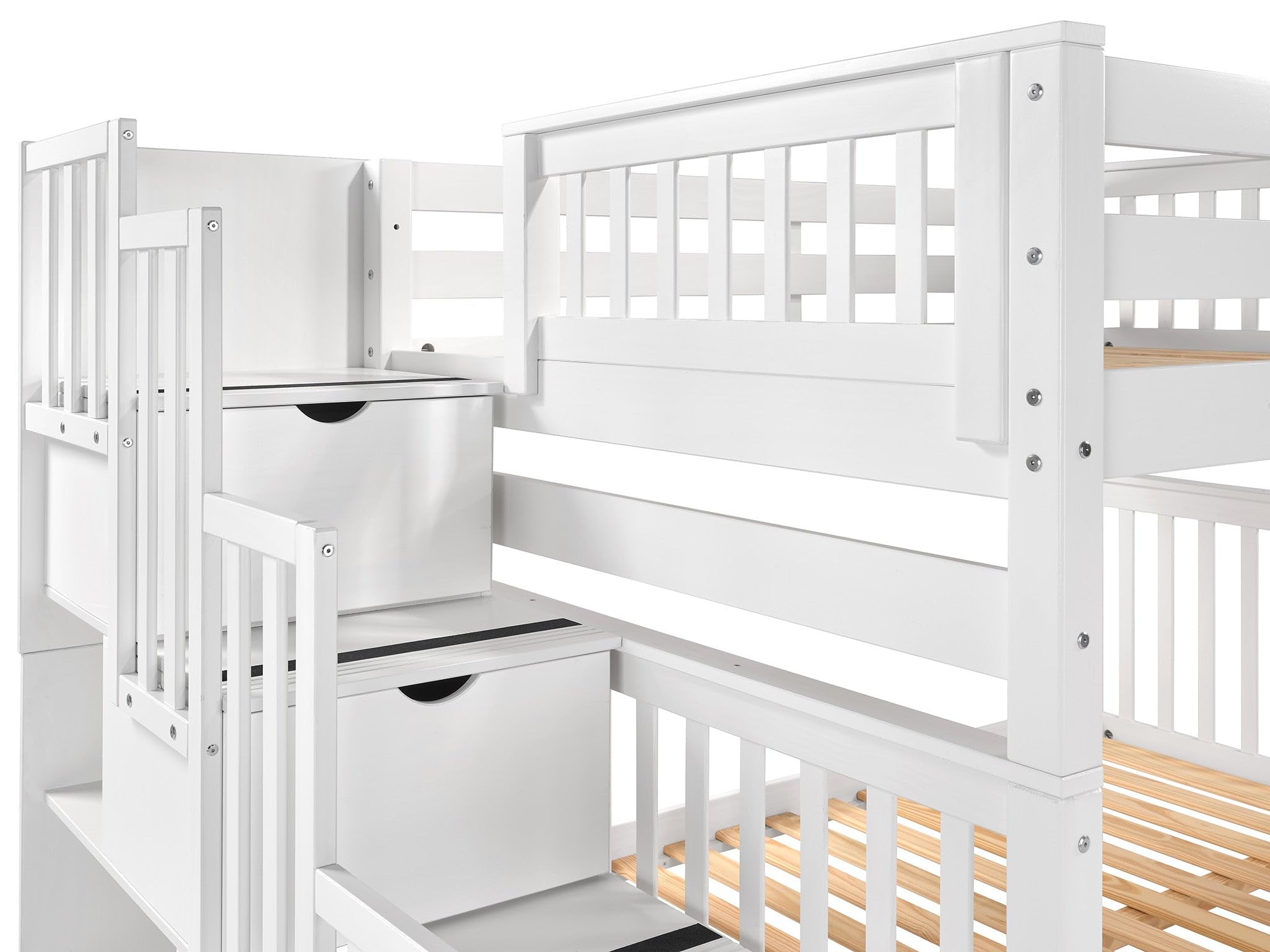 Stairway Bunk Beds Full over Full with 4 Drawers in the Steps