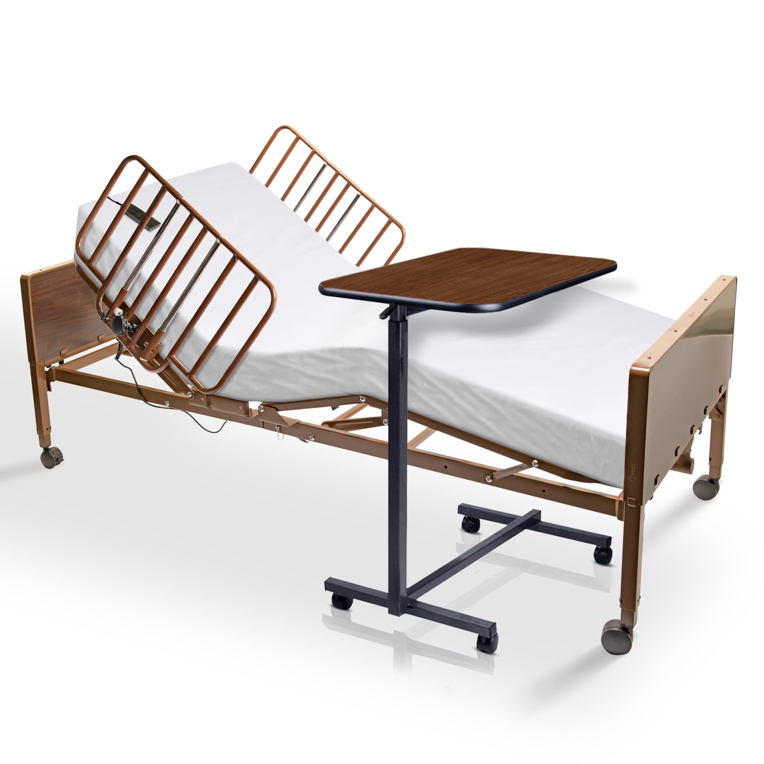 Hospital Bed for Home Use - Includes Foam Mattress, Half Rails