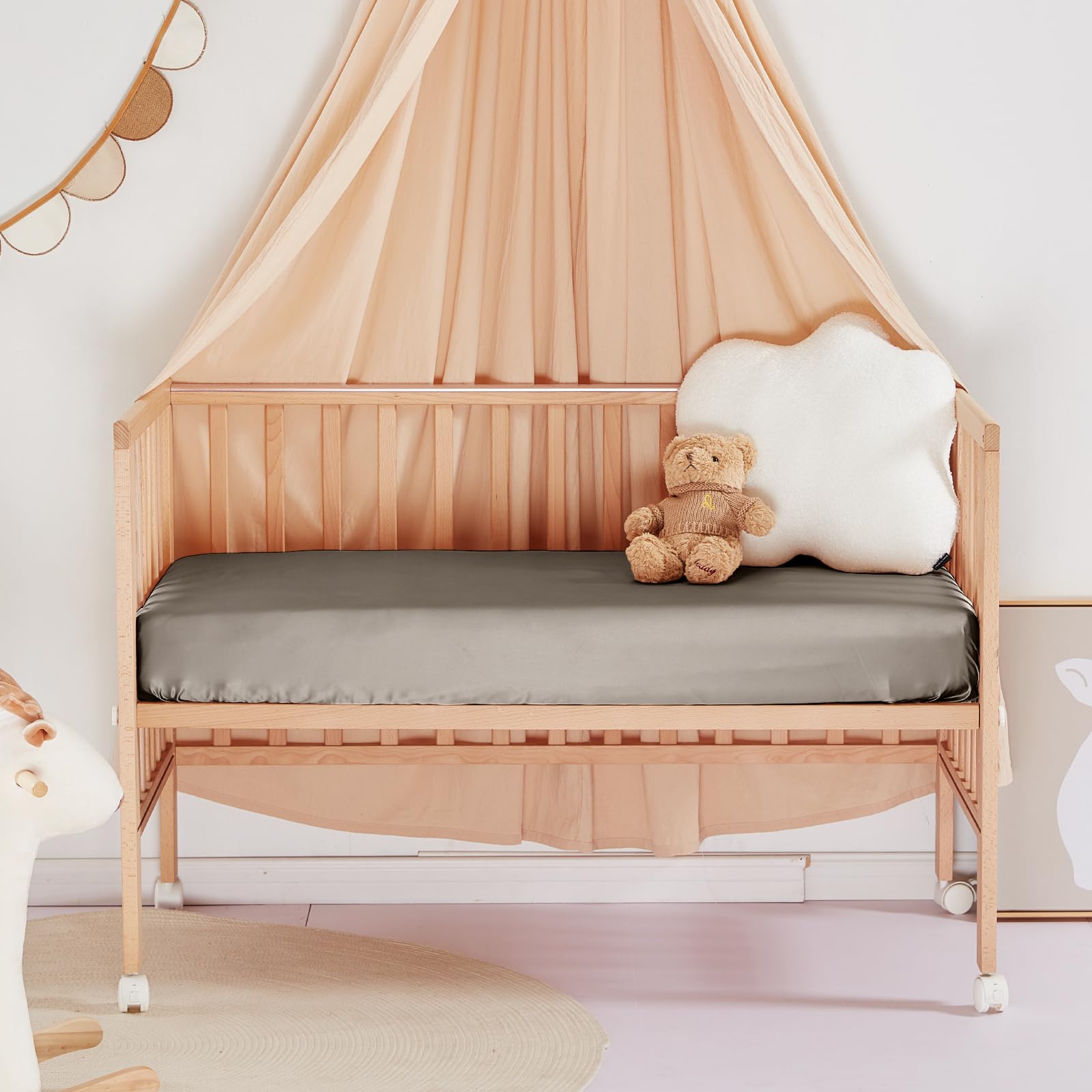 Pure Silk Fitted Crib Sheet, Organic Crib Bedding-Ultra Soft, Smooth