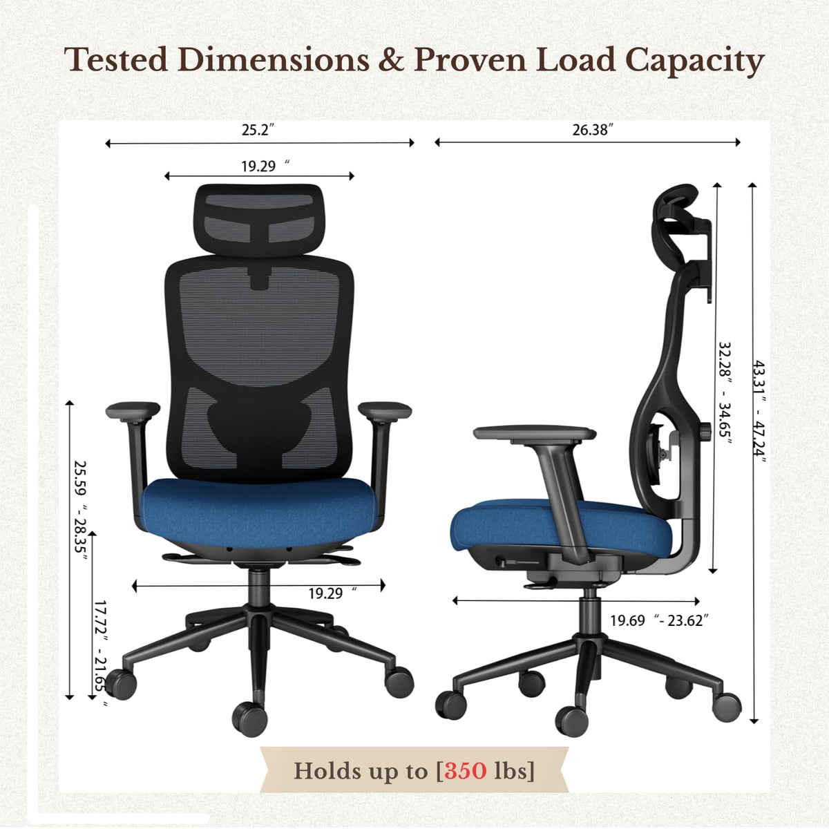 Ergonomic Mesh Office Chair with 4D Armrests & 3D Headrest