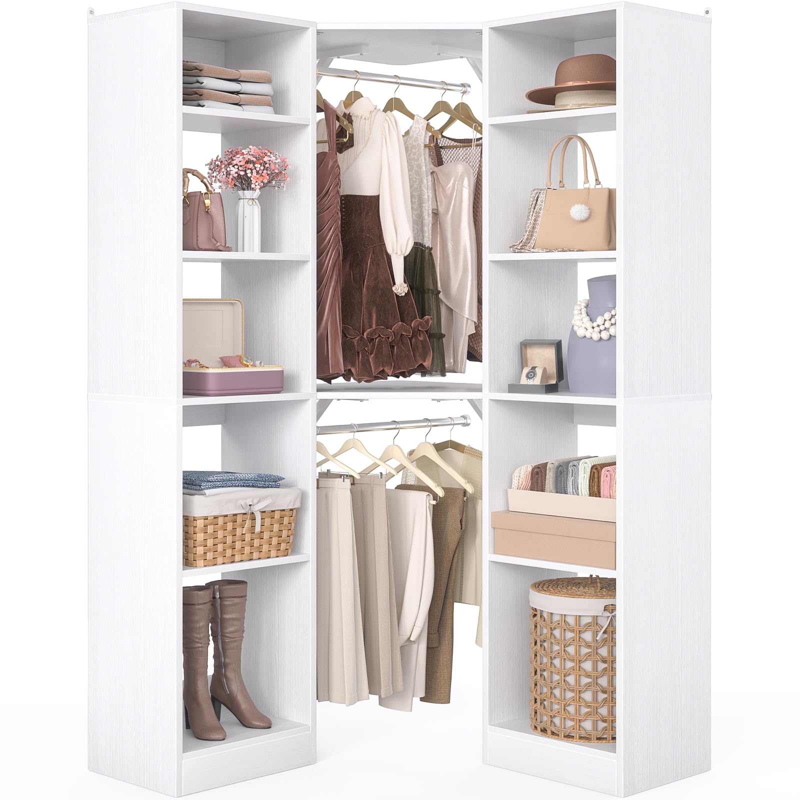 Corner Closet System With 12 Shelves, 40" Large Organizer