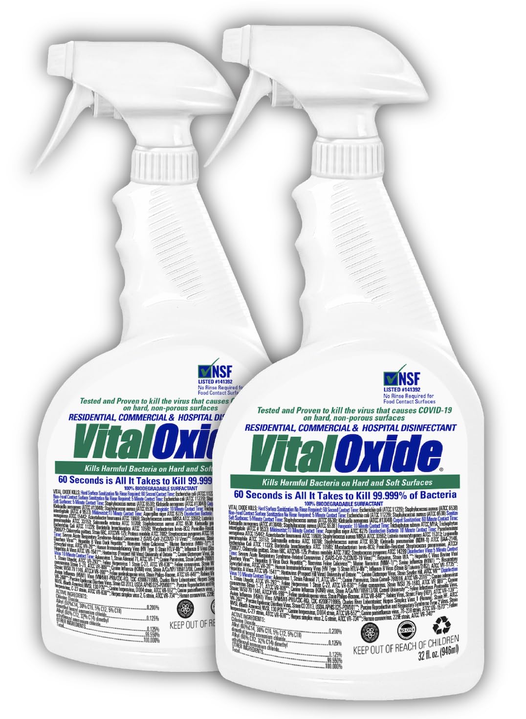 Disinfectant, Deodorizer, Cleaner, Food-Contact Sanitizer, Virucide