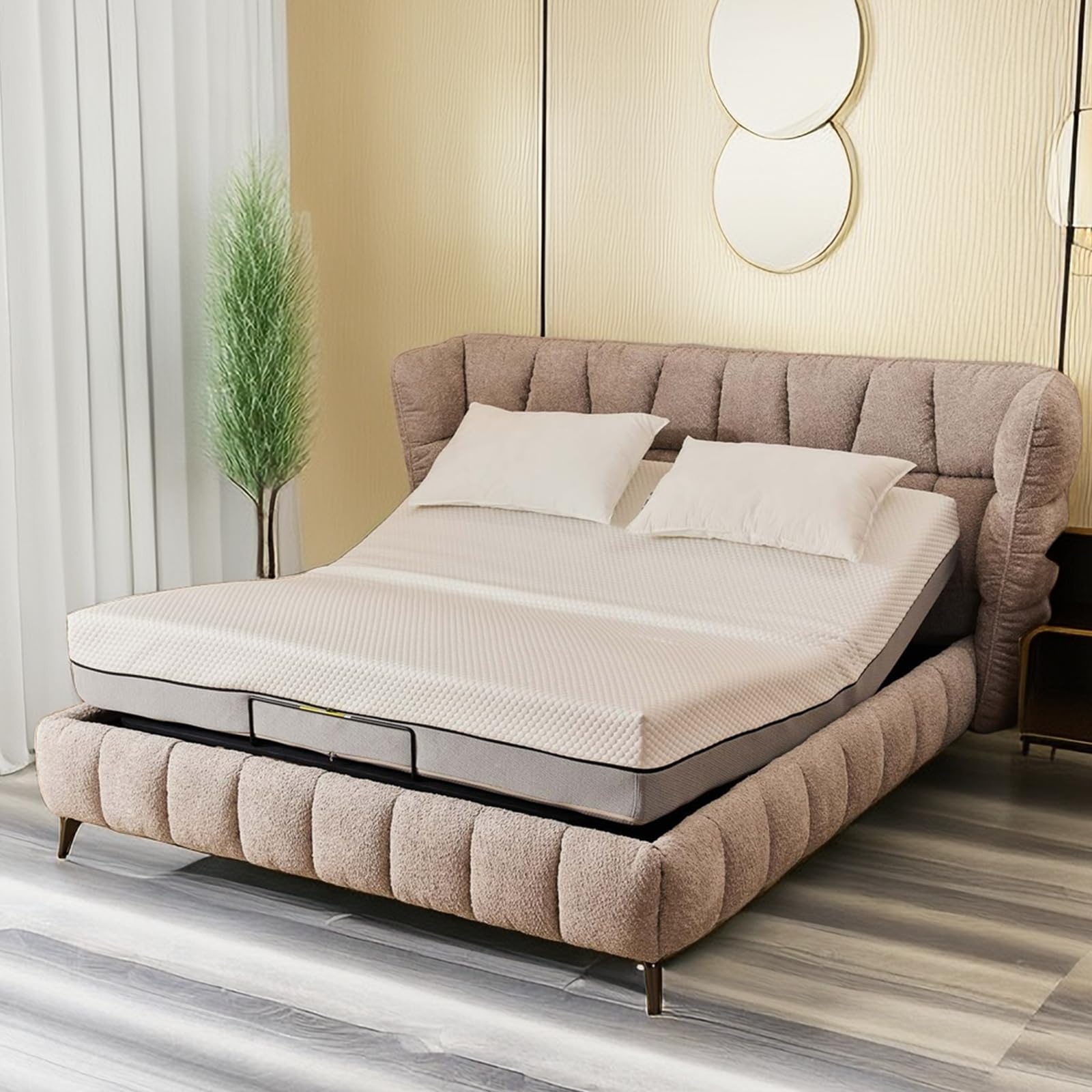 Queen Size Metal Adjustable Bed Frame, Ergonomic Electric Bed Base