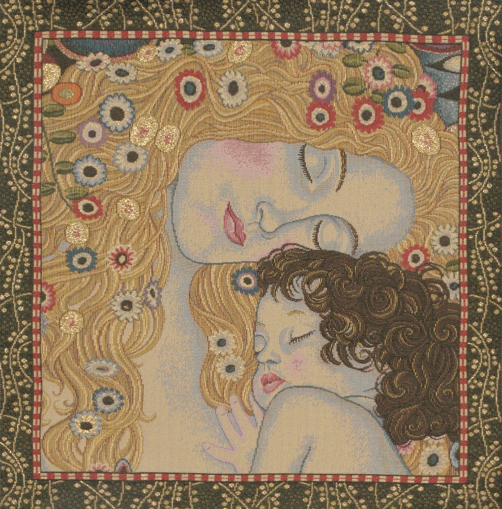 18"x18" Belgium Tapestry Art Pillow Cover – Gustav Klimt, Cotton, Zipper