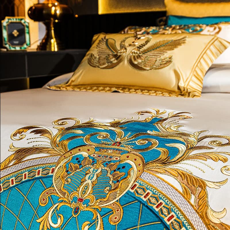 Bedding Four-Piece Wedding Four-Piece Embroidered Bed Items Skin-Friendly Quilt Cover Bedding (D 220 * 240cm) (D 220 * 240cm)