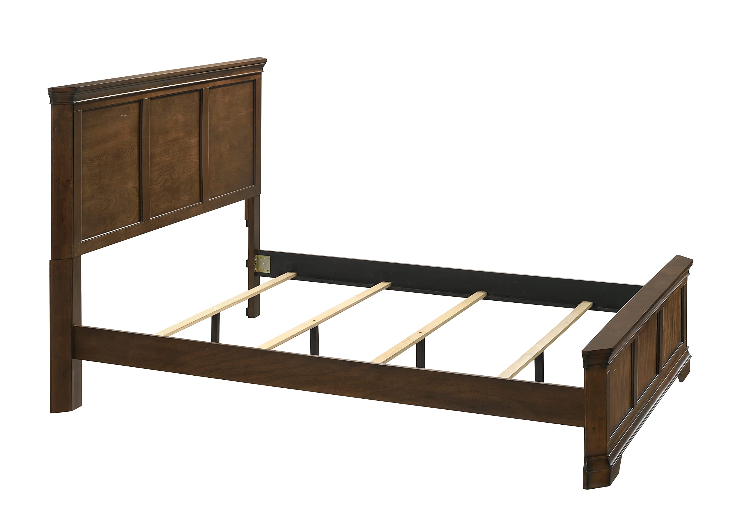 Maderne Traditional Wood Panel Bed with Dresser, Mirror, Nightstand, Queen