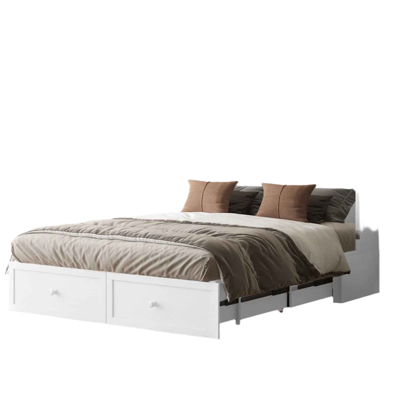 Queen Size Cabinet Murphy Bed with Tri-Folding Mattress, Modern Guest Wall