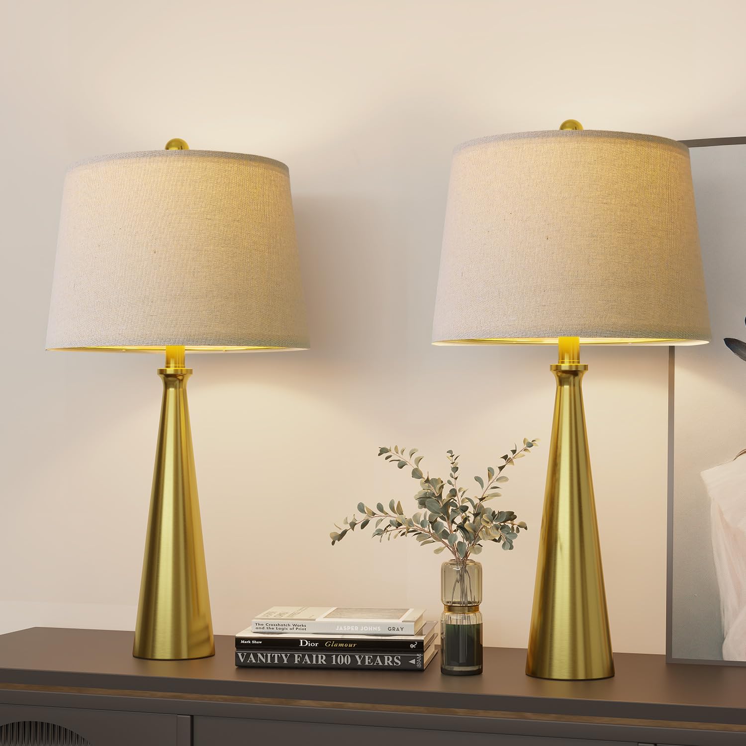 3-Way Dimmable Touch Control Modern USB Table Lamp Set of 2 for Living Room