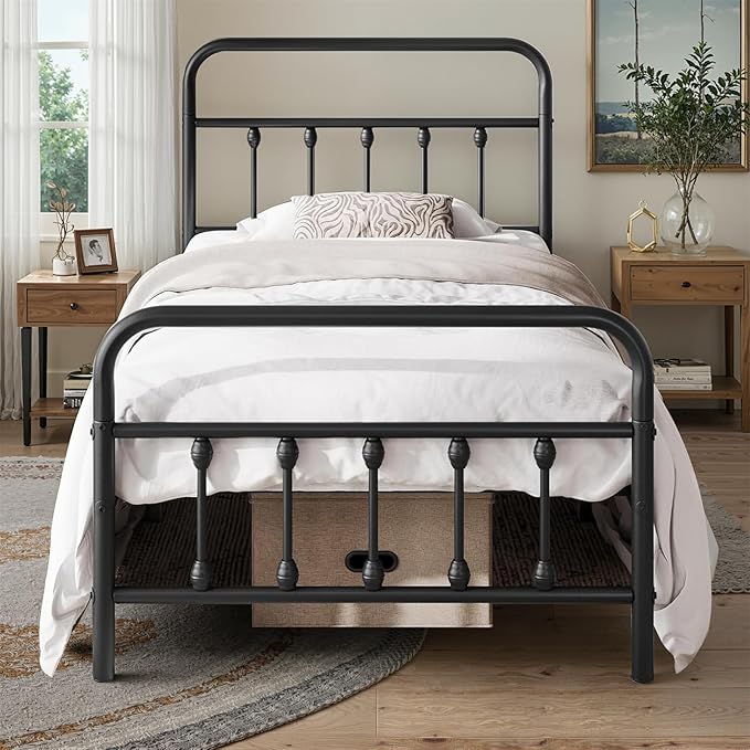 Queen Bed Frame-Classic Metal Platform Bed Frame Mattress Foundation