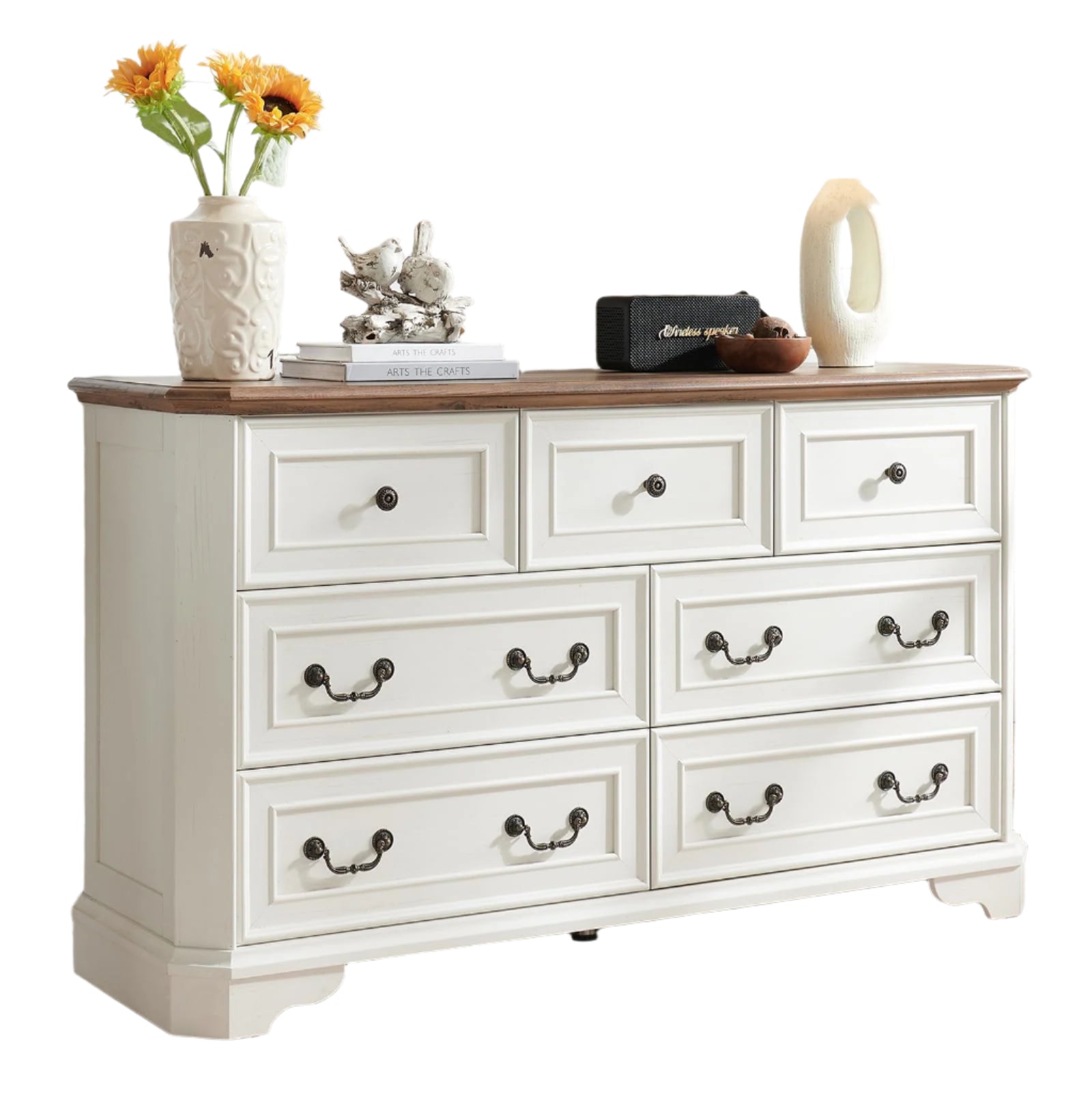 Farmhouse 7 Drawers Dresser for Bedroom, 54" Wide Modern Chest of Drawers