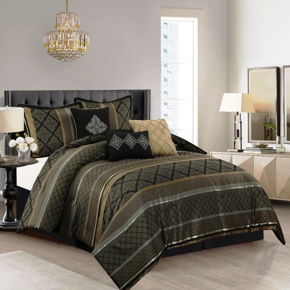 Black Comforter for King Size Bed | All Season Boho Bedding in Elegant