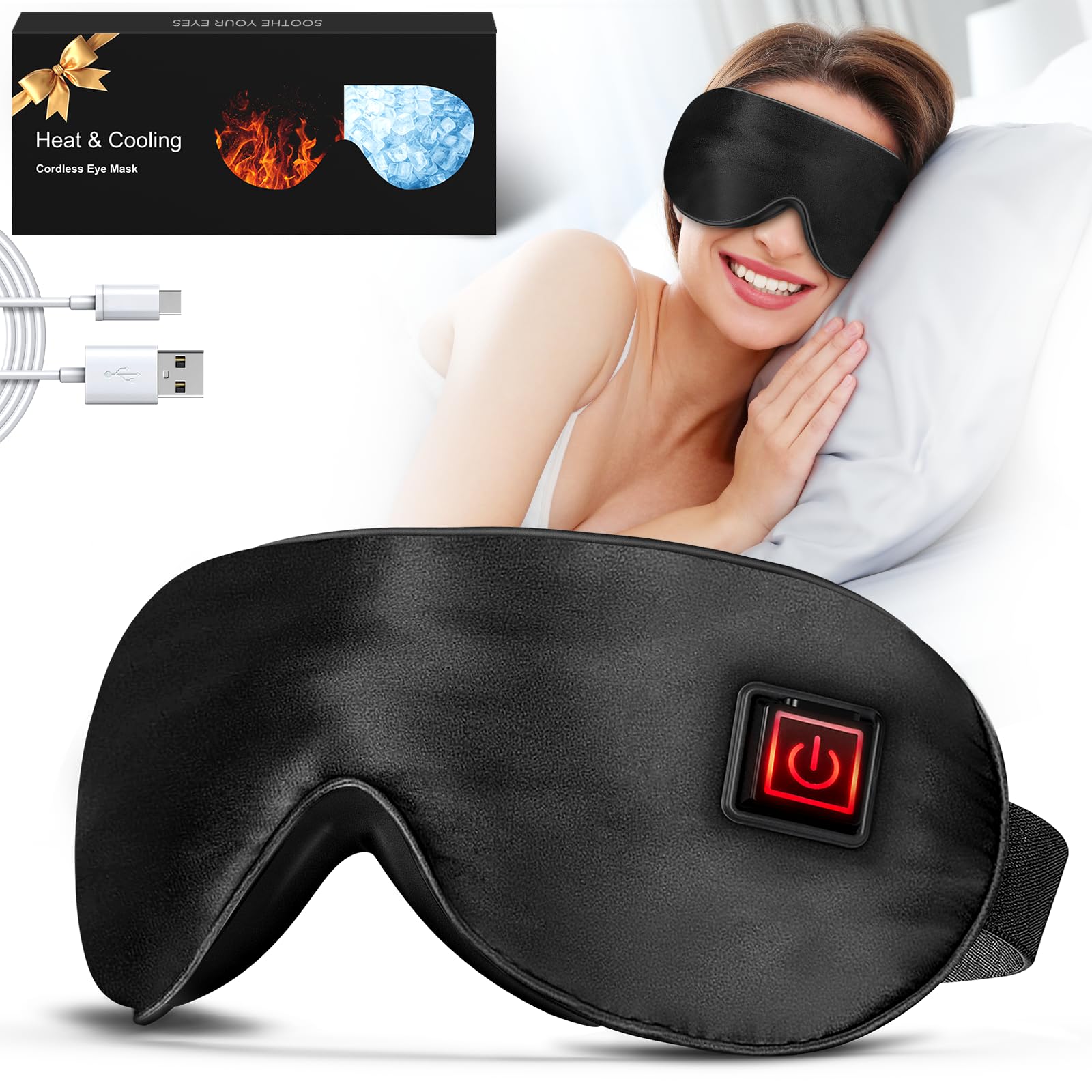 Sleep Eye Mask with Heat and Cooling for Dry Eyes Migraines