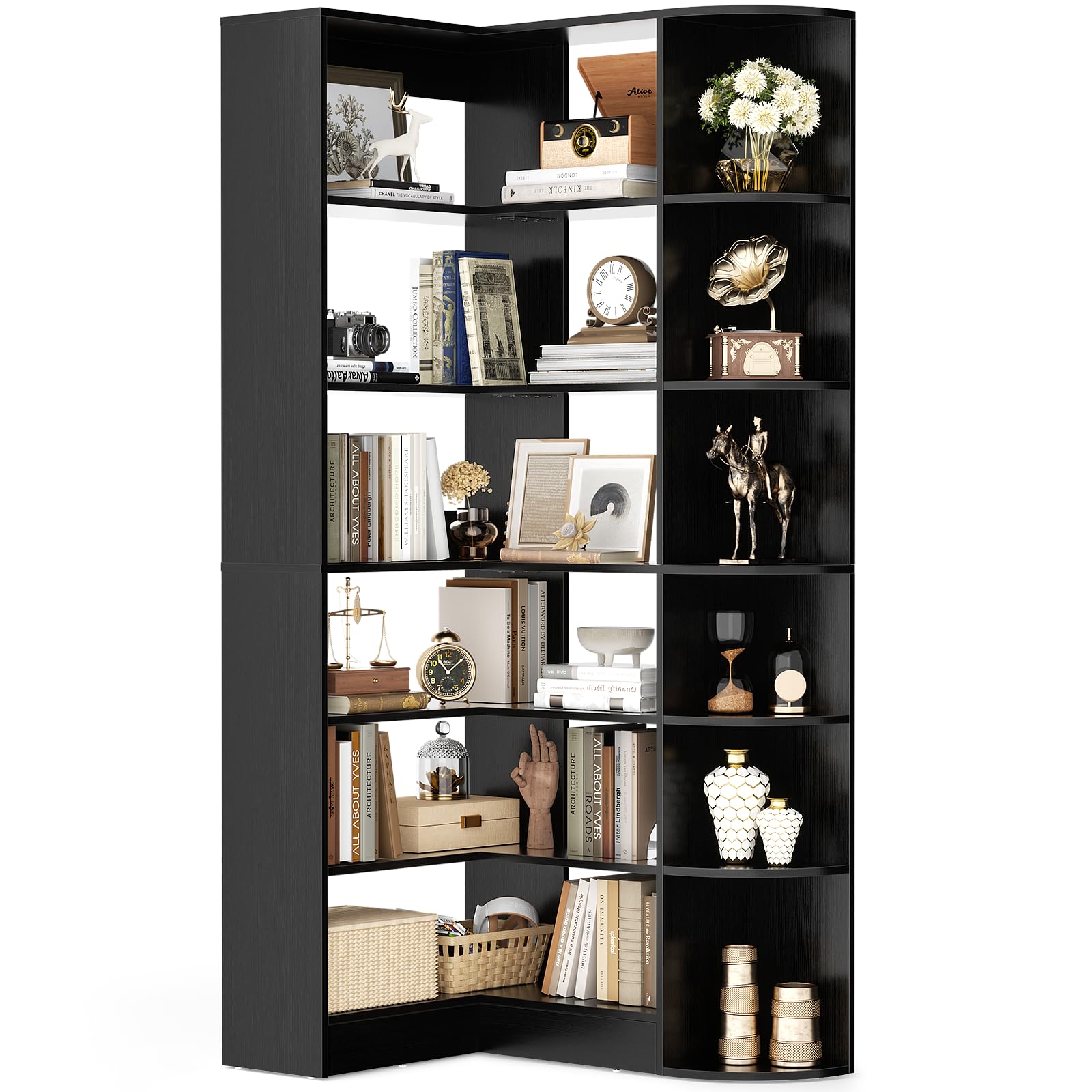 7-Tier L-Shaped Corner Bookshelf