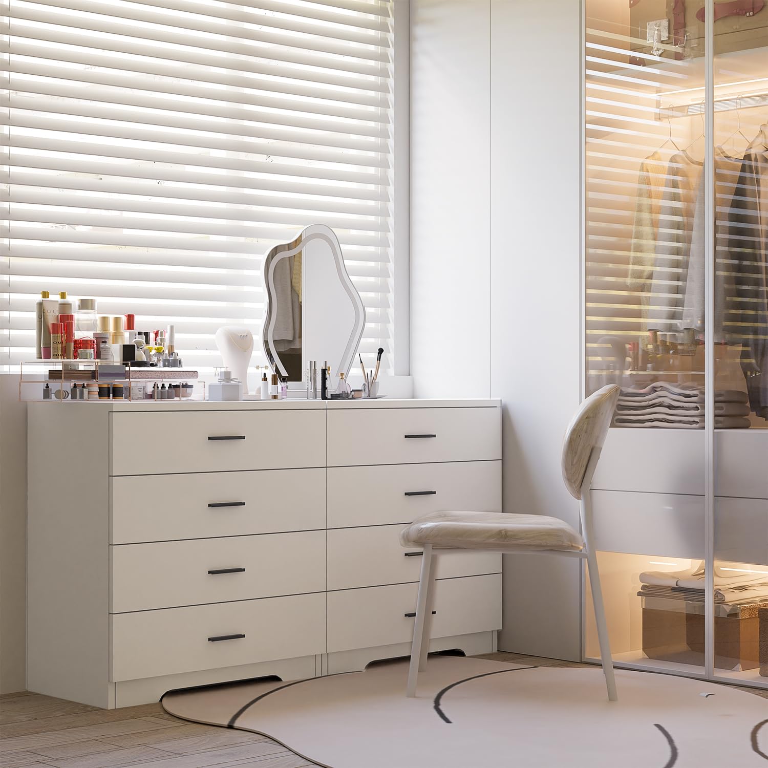 Dresser with Power Outlets Wooden 4 Drawer Dresser with USB and Type C Port