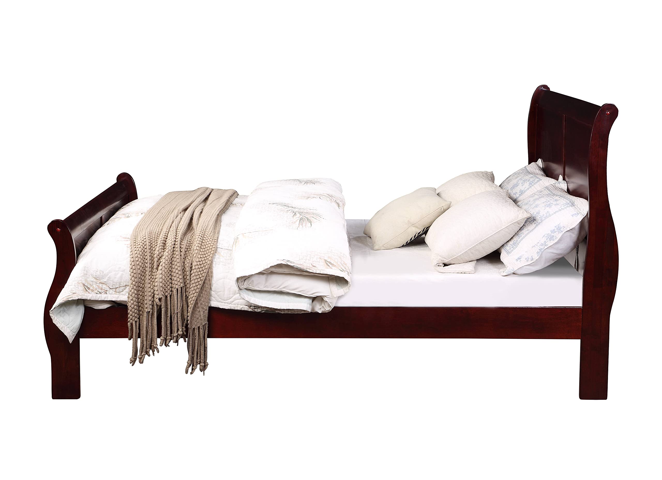 Louis Philippe Cherry Finish Twin Sleigh Bed - Classic Elegance, Sturdy Support