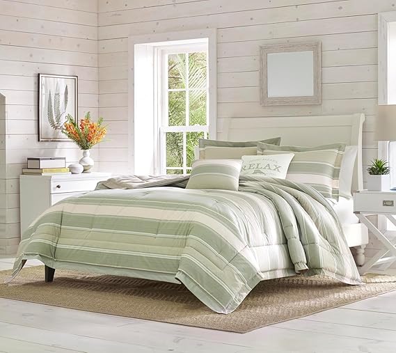 King Comforter Set, Reversible Cotton Bedding with Matching Shams & Bonus Throw Pillows