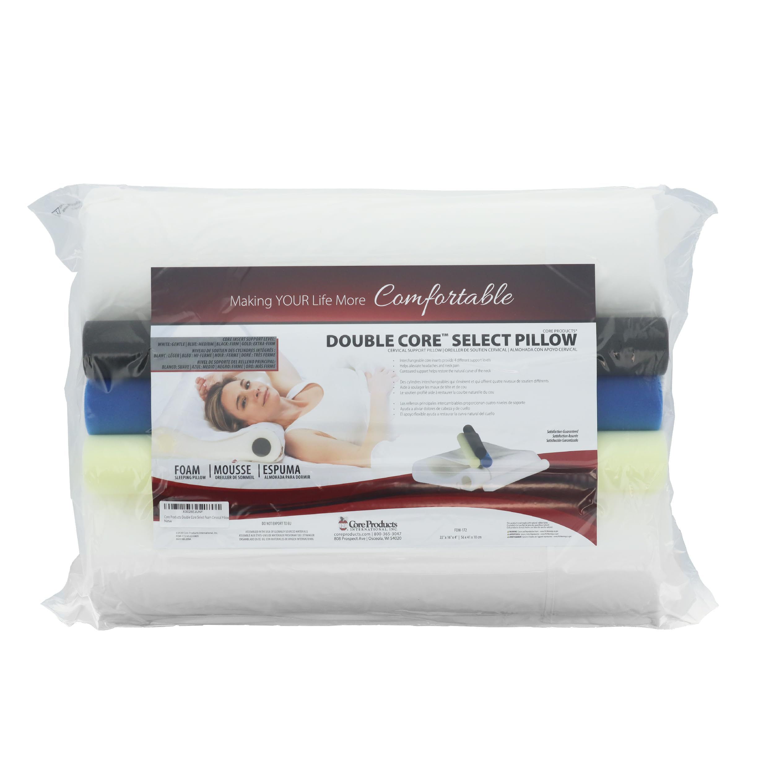 Select Cervical Pillow - Orthopedic Neck Support Pillow with 4 Adjustable Cervical Rolls