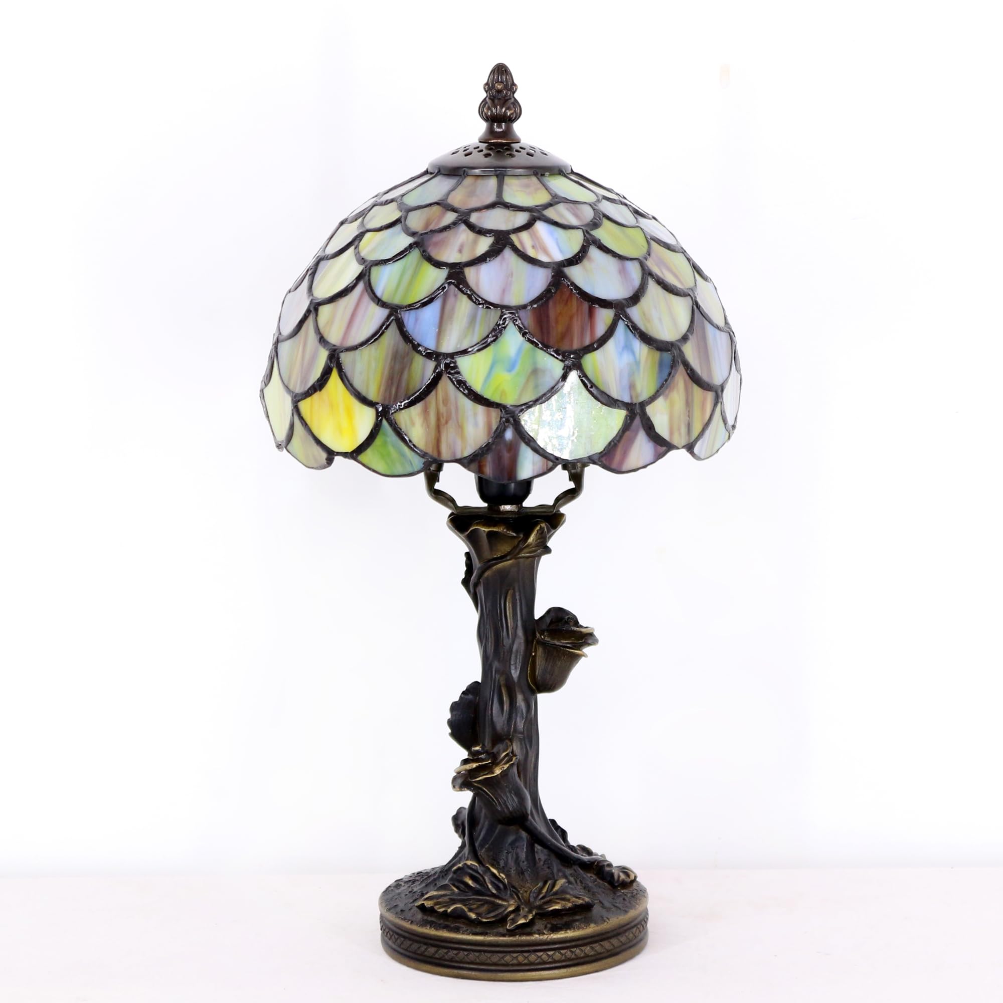 Table Lamp Stained Glass Lamp Yellow Fish Scales Style Bedside Light Mini Accent