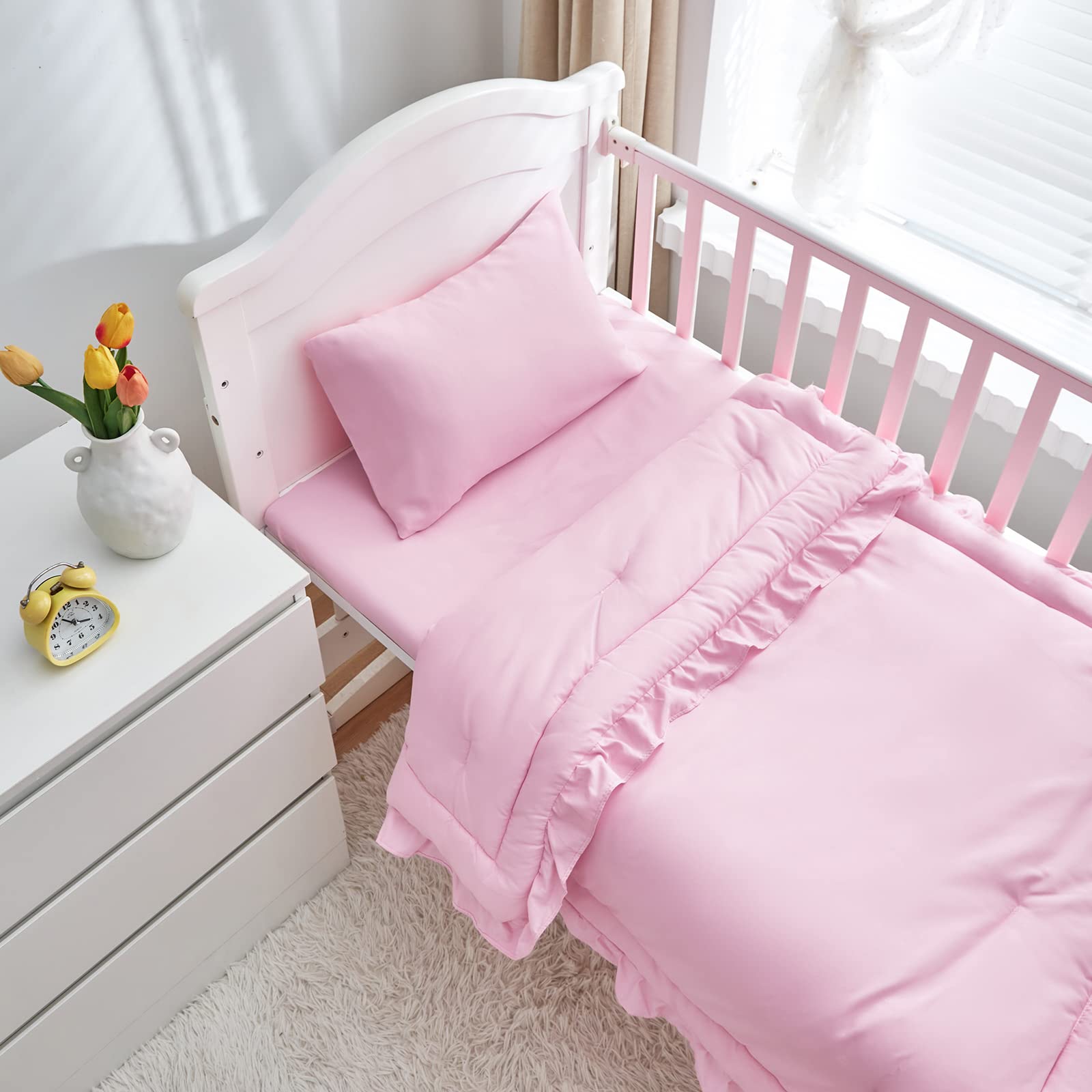 Crib Bedding Set Baby Ruffle Quilted Comforter