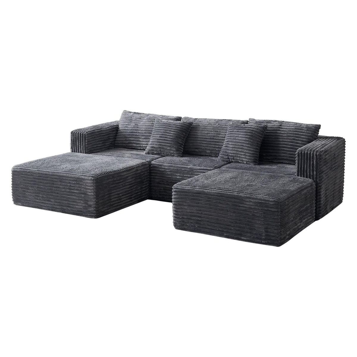 110-Inch U-Shaped Modular Sectional Sofa, Grey