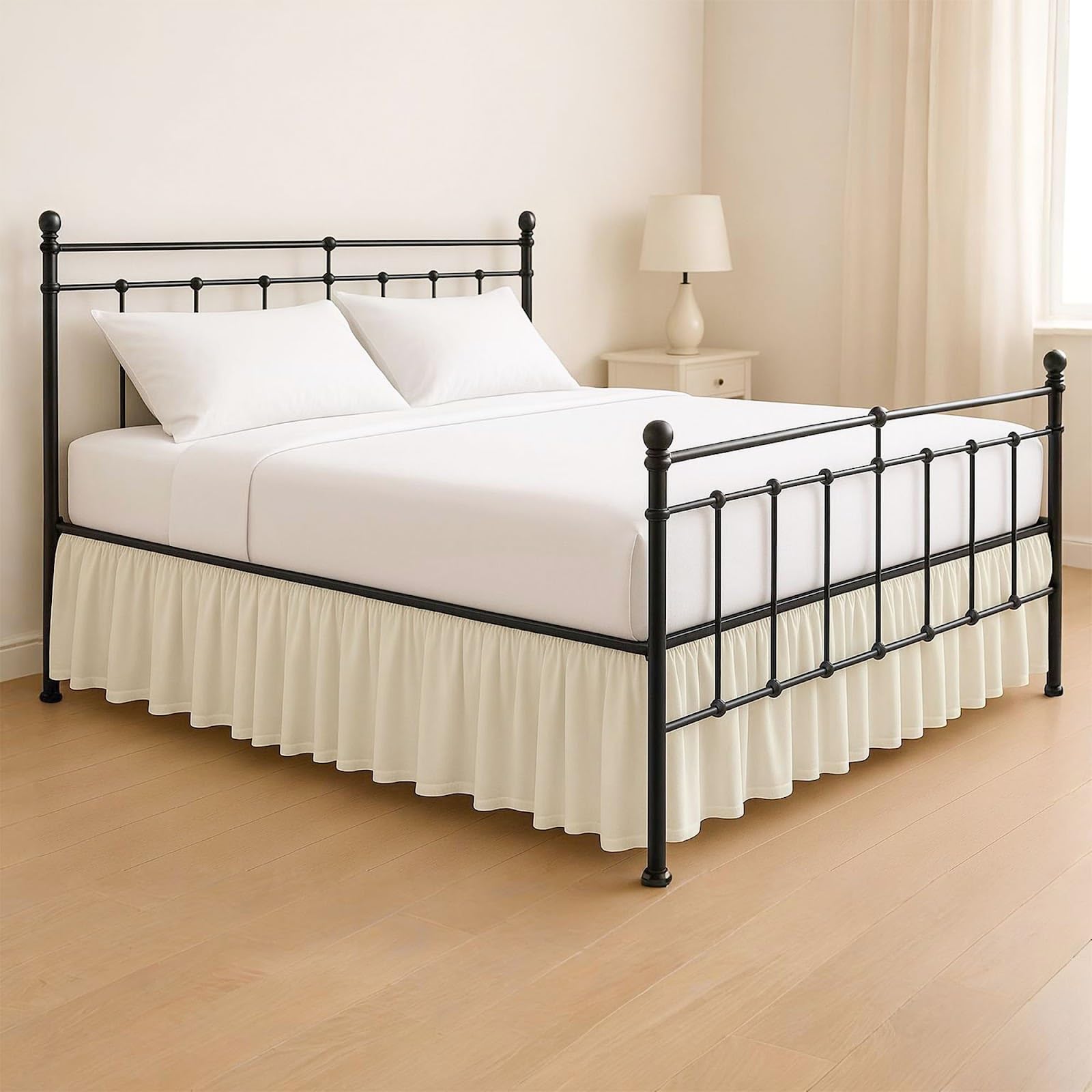 Ruffled Bed Skirt with Split Corners King, 100% Microfiber Hotel Quality