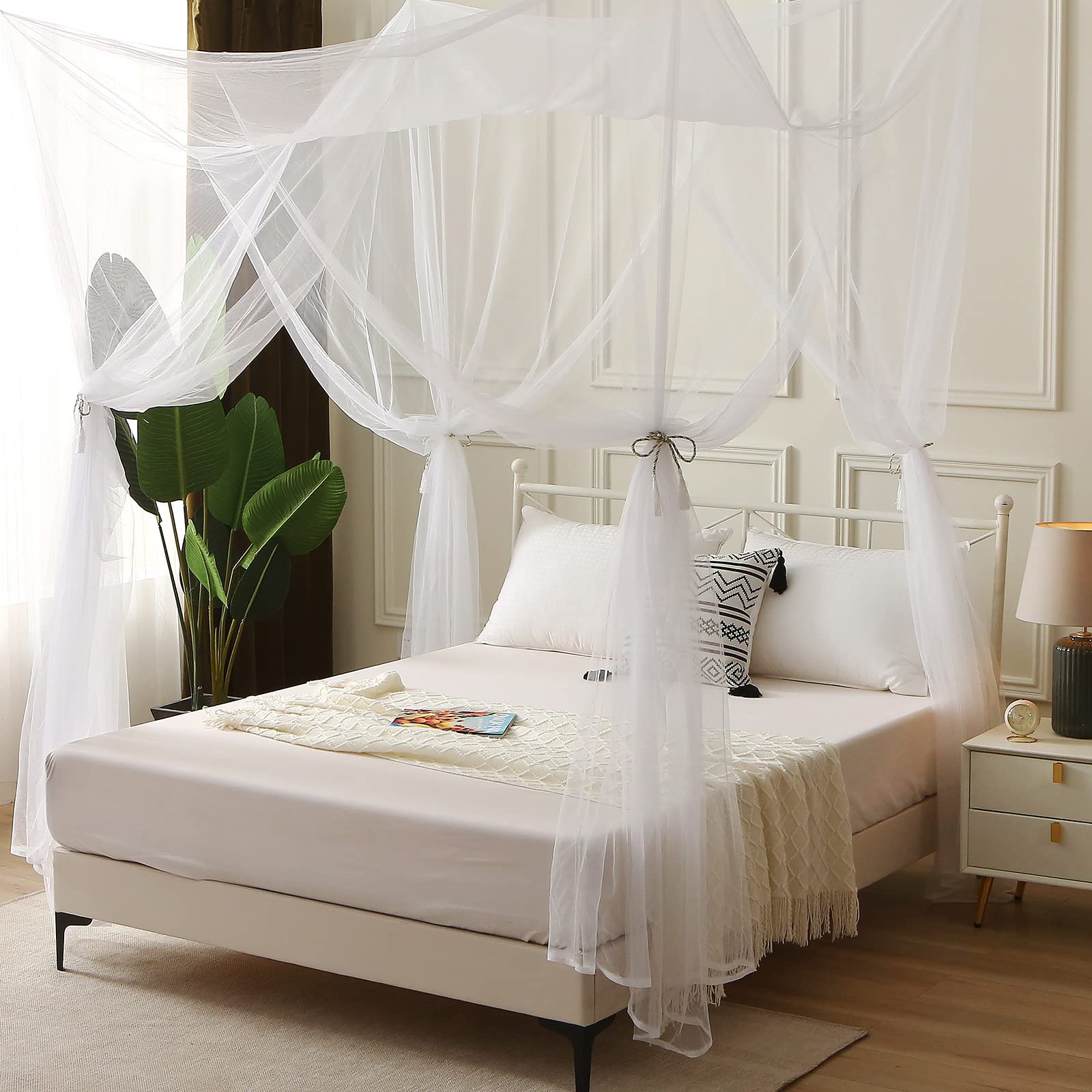 Mosquito Net Bed Canopy, 4 Corner Post Canopy Bed Curtains