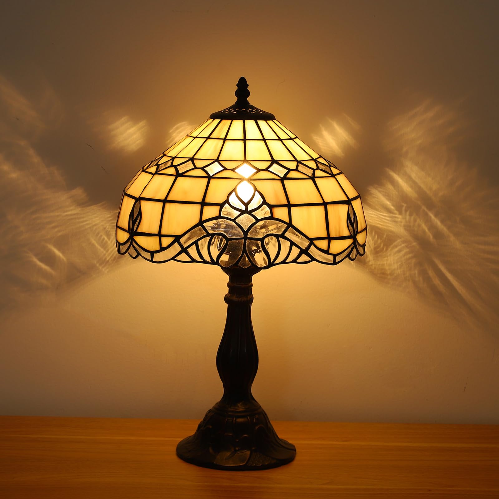 Tiffany Vintage Table Lamp,Pink Baroque Stained Glass Vintage Lamps,Bedside
