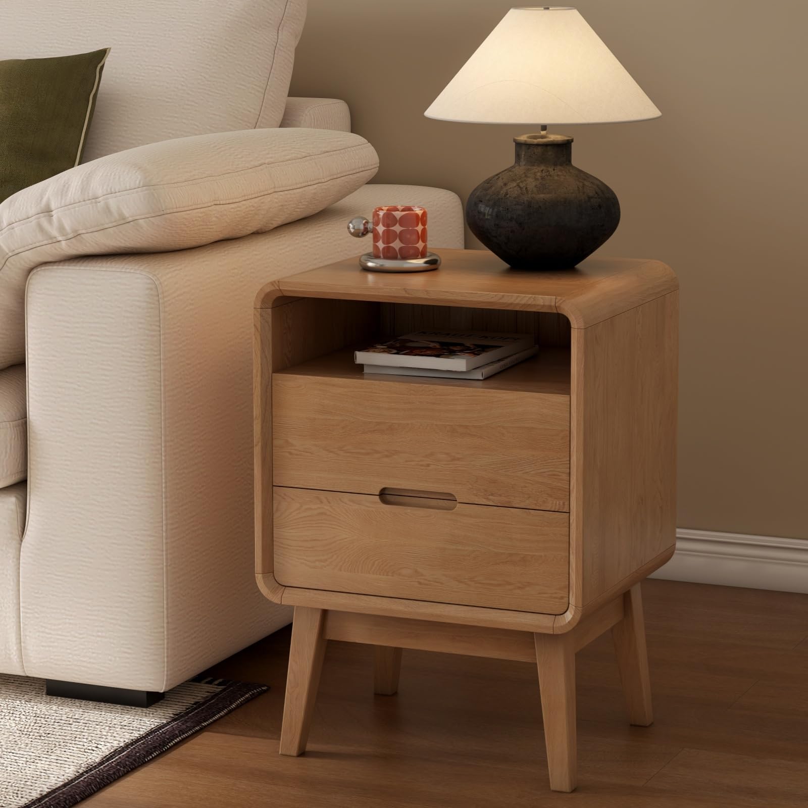 100% Solid Wood Nightstand, Natural Wood Nightstands