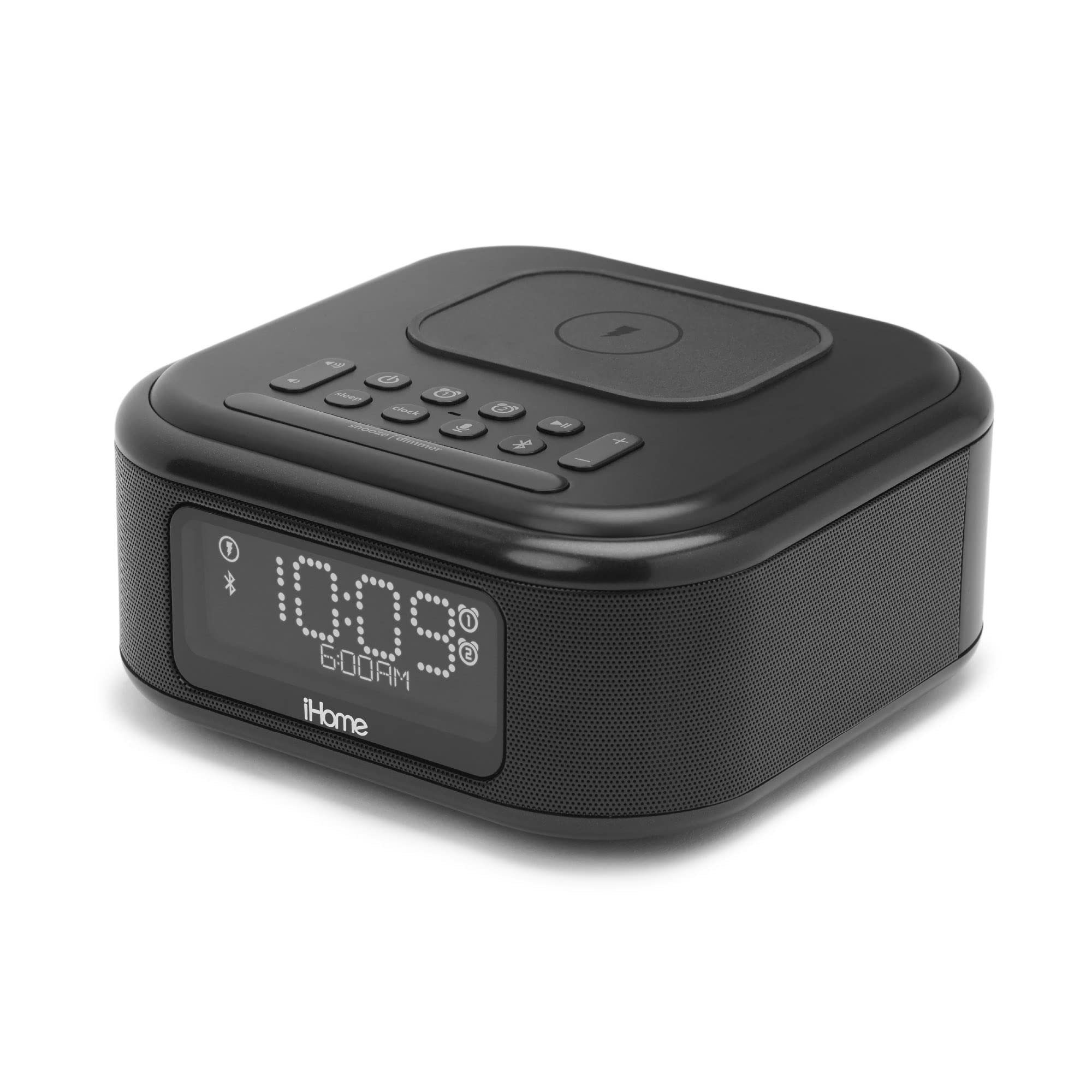 Clock with Wireless Charging, Bluetooth Speaker, and USB Charger