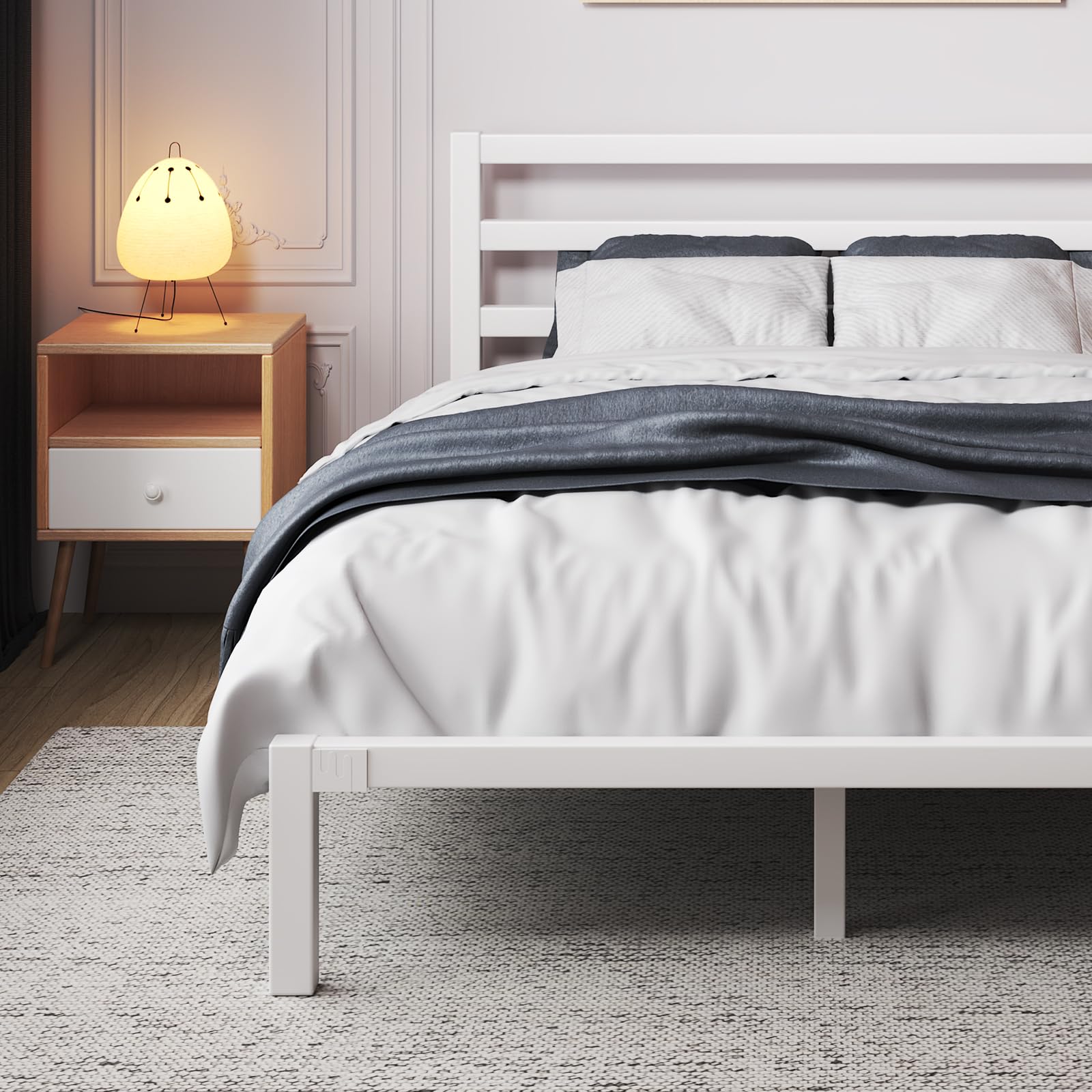 Full Size Bed Frame, Heavy Duty Platform Bed Frame with Strong Metal Foundation