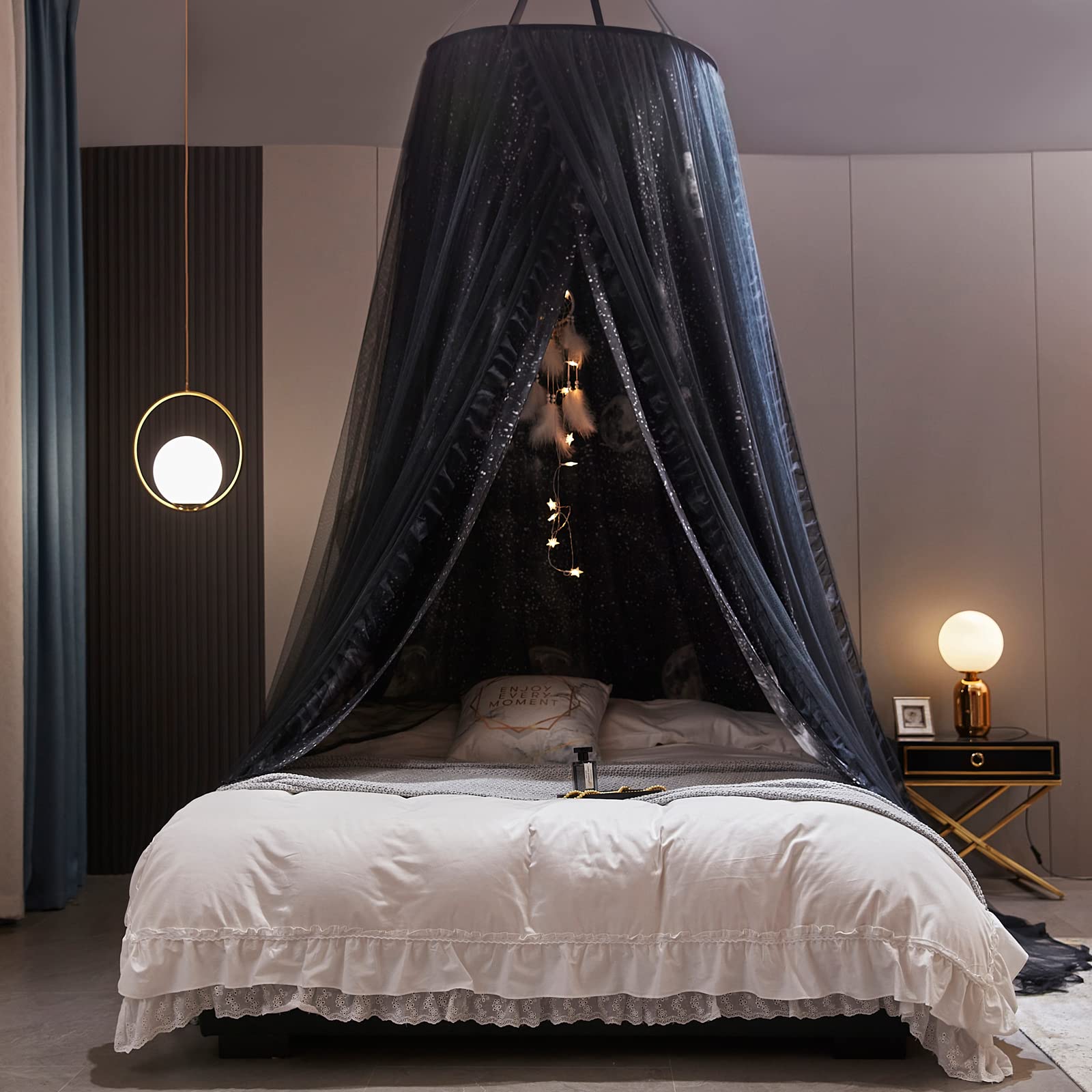 Gorgeous Moon Printed Bed Canopy for Girls & Adults