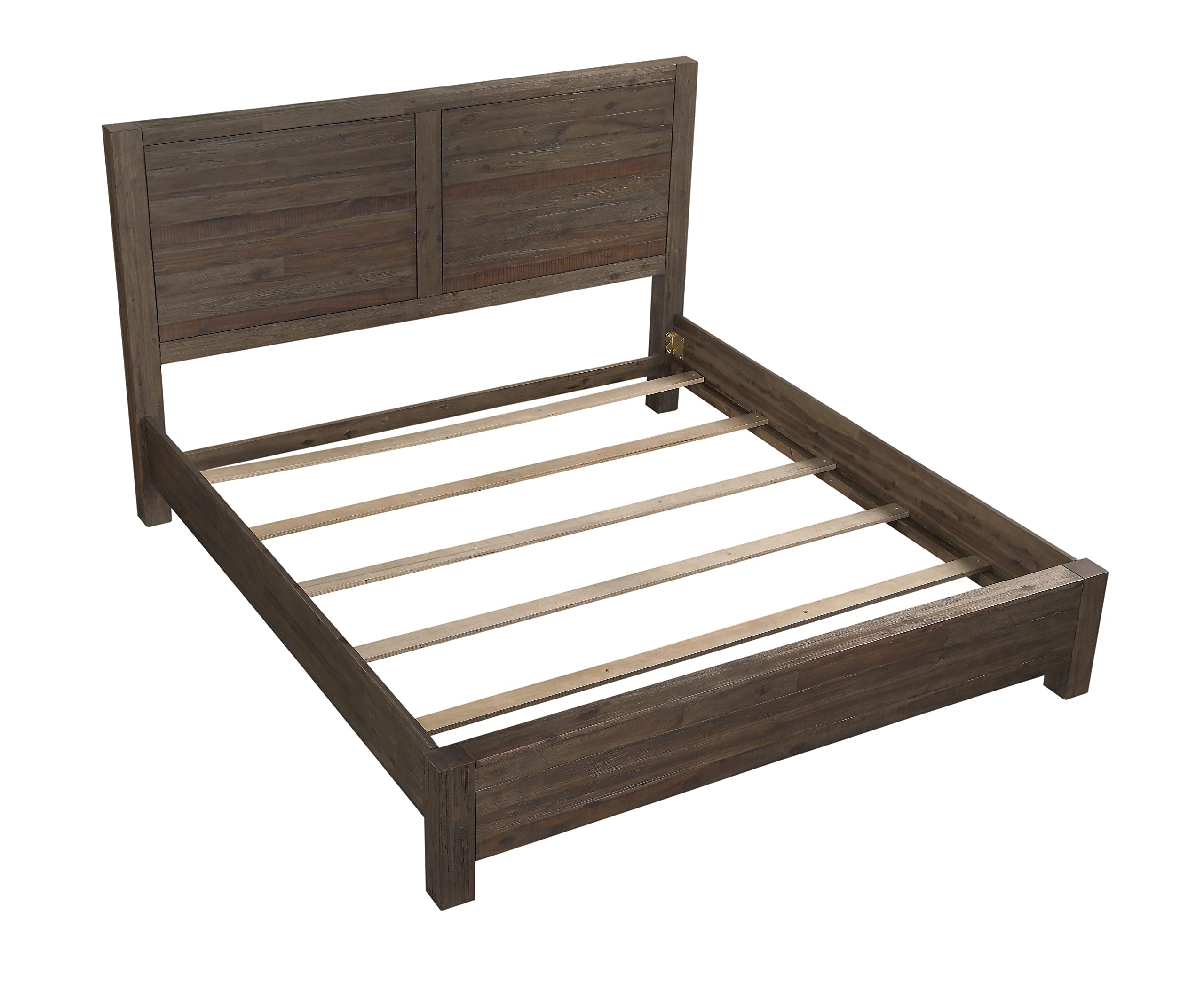 Furniture Solid Wood Panel Bed, King, Savanna - Coffee Bean