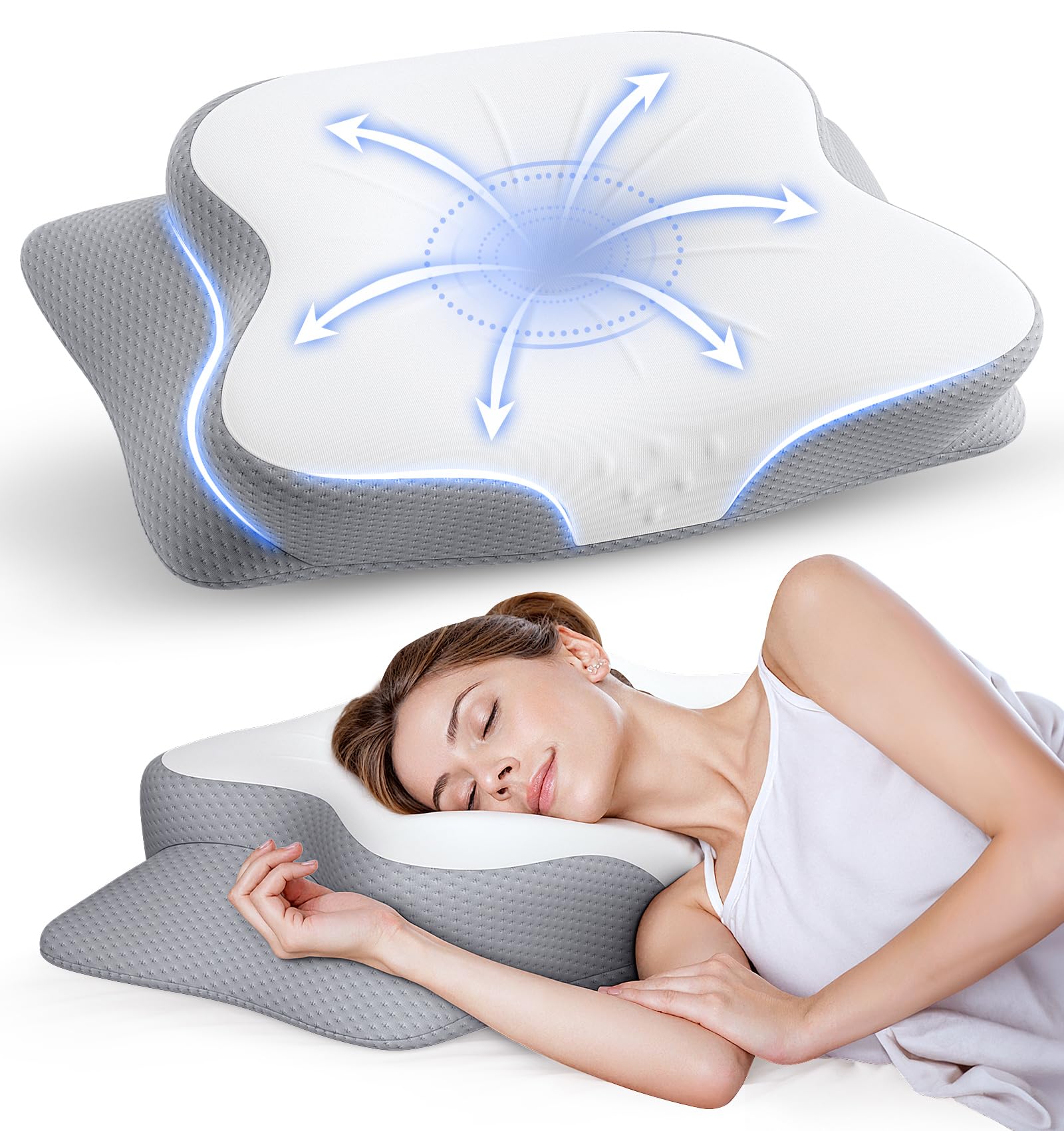 Cervical Pillow for Neck Pain Relief - Ergonomic Memory Foam Pillow