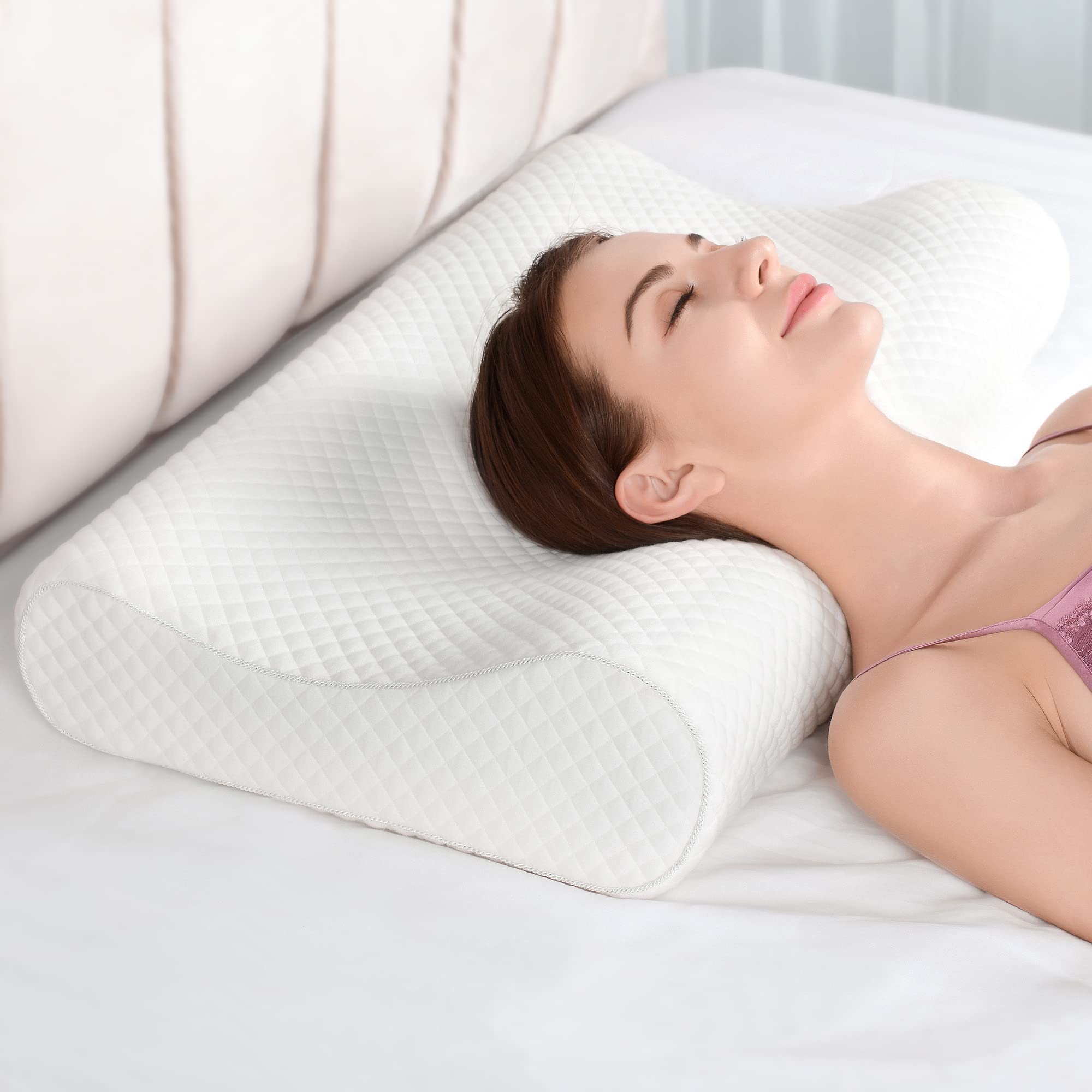 32" King Size Contour Memory Foam Pillow, Cervical Pillow for Neck