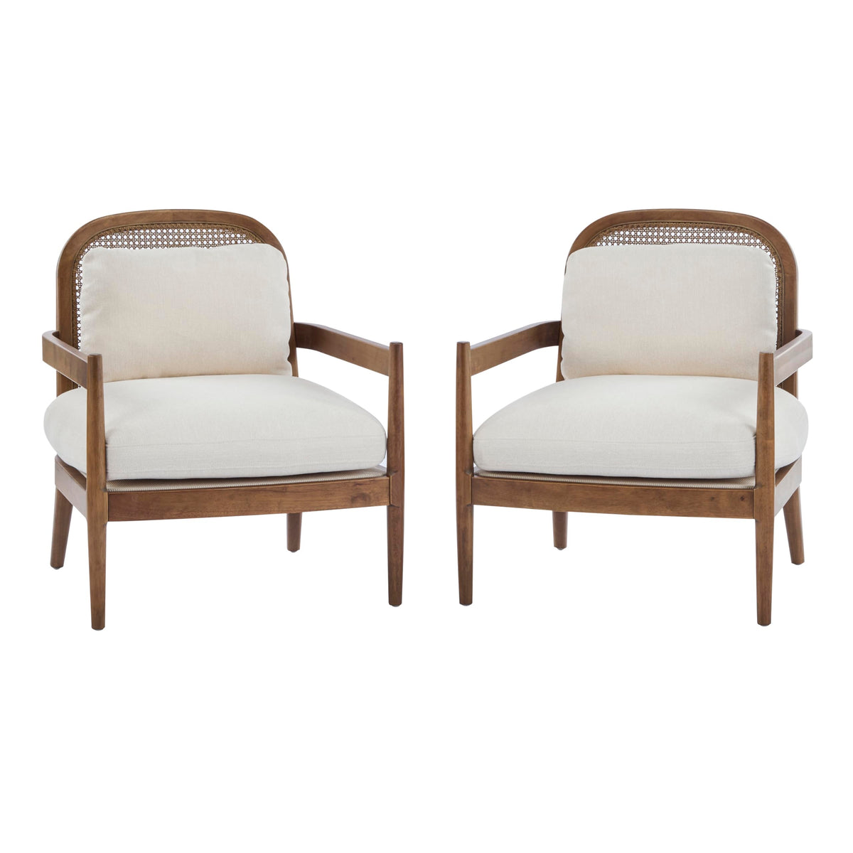 Club Chair Set of 2 with Rattan Back
