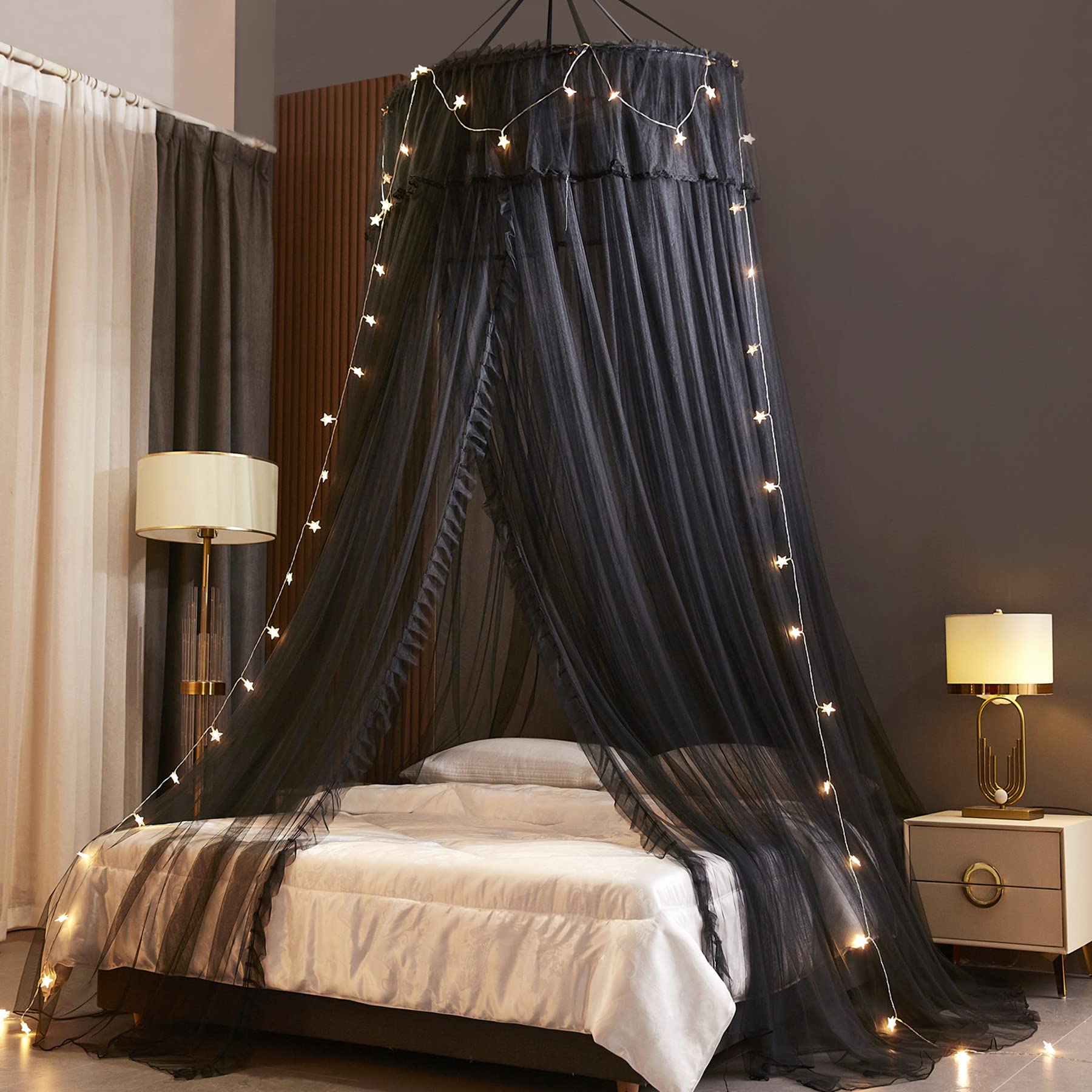 Princess Bed Canopy for Girls,Bed Canopy Curtain- Double Layer Sheer Mesh