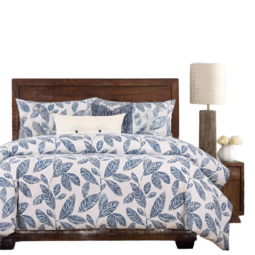 5 Piece Twin Classic Blue Lagoon Tropical Extremely Soft Cotton Duvet Cover Set