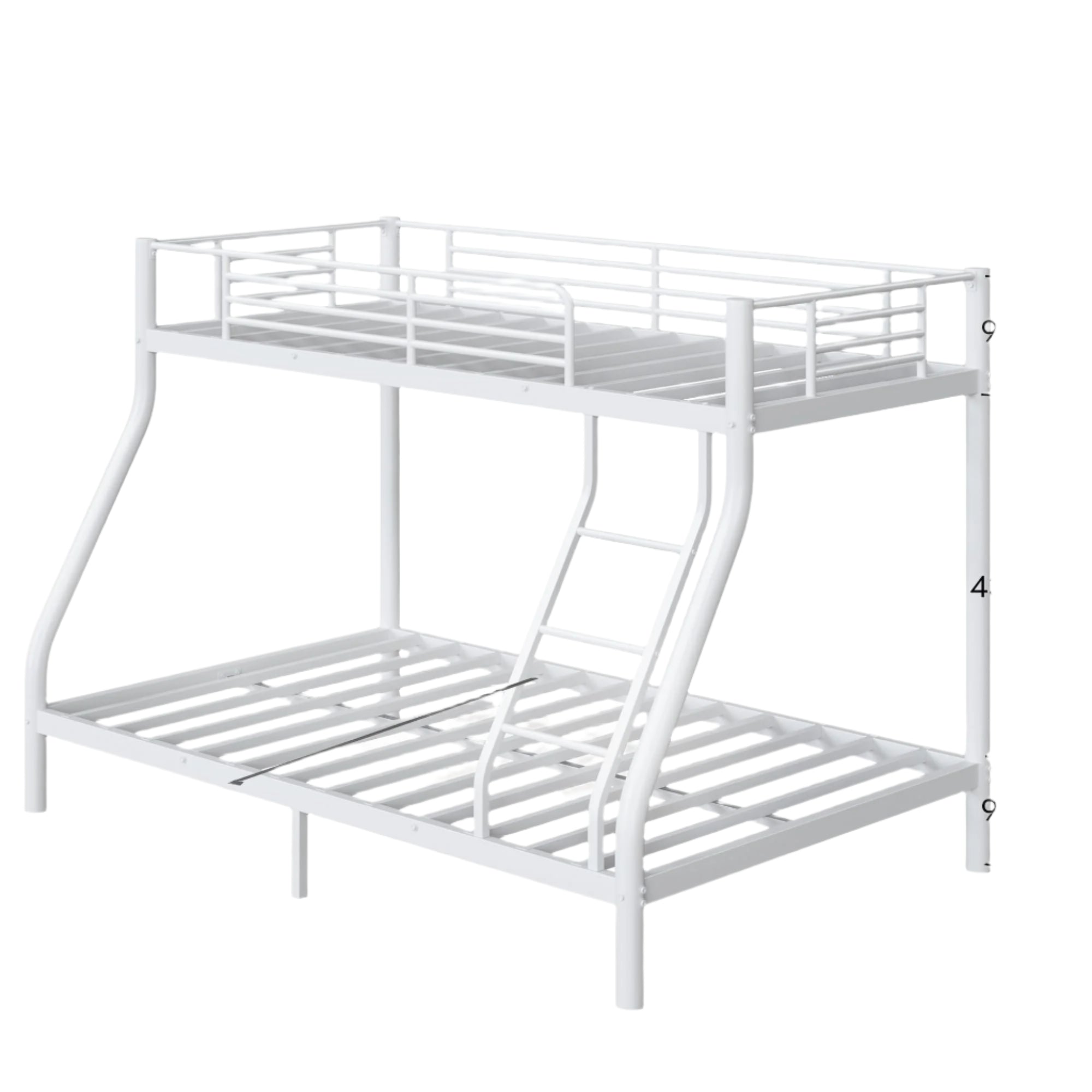 Beds Twin Over Full Size, Heavy Duty Bunk Beds with Bottom Space & Guardrail