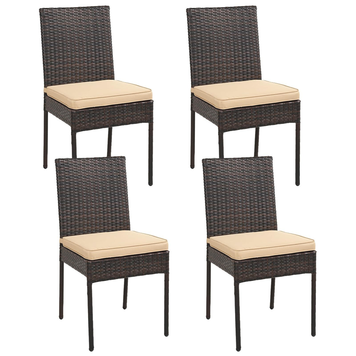 Wicker Patio Dining Chairs Set of 4 with Cushions