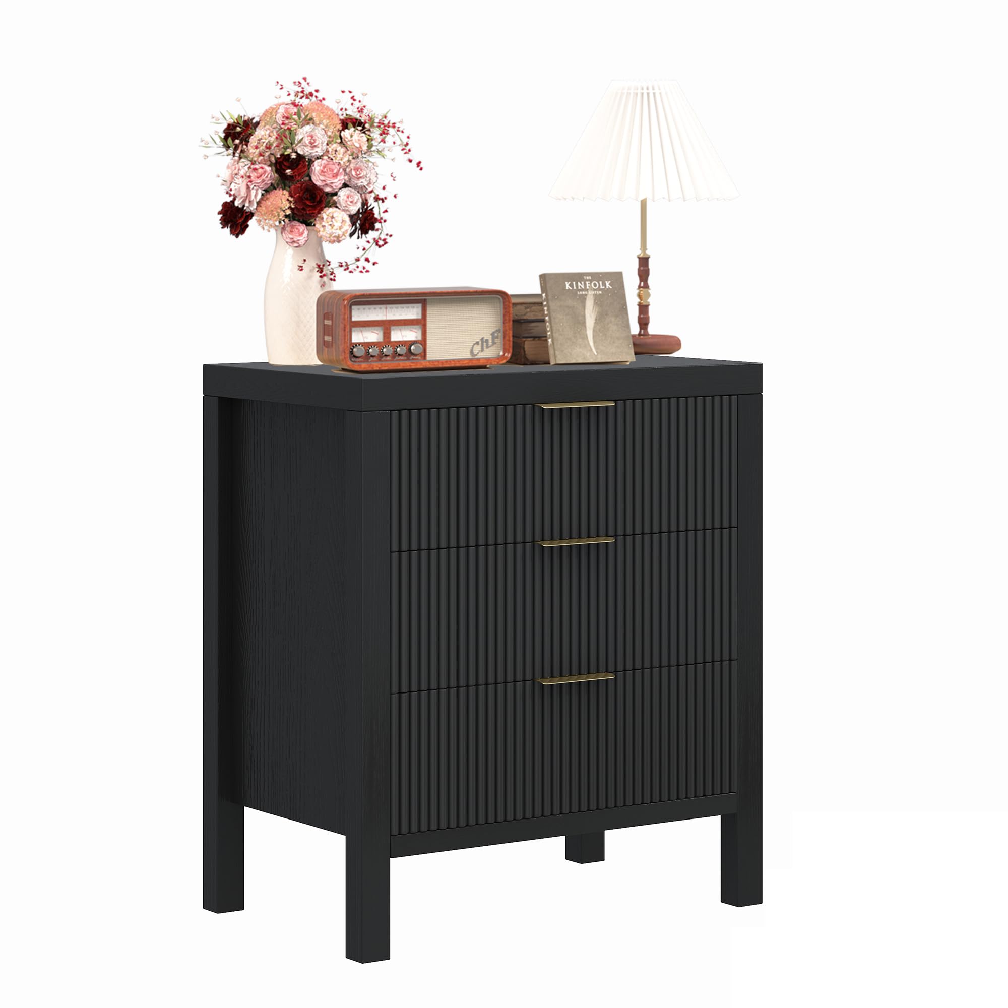 Nightstands Set of 2, Wooden Farmhouse Night Stands with 6 Drawer Bedside Table