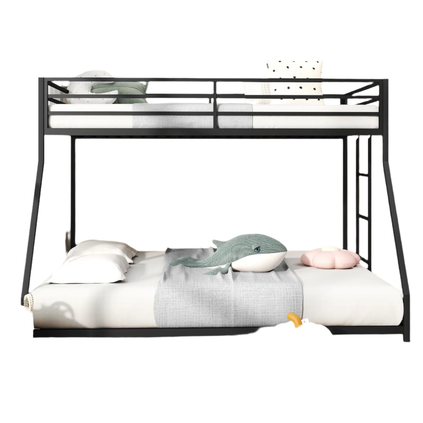 Twin Over Full Size Bunk Bed, Metal Low Profile Bunkbeds with Full