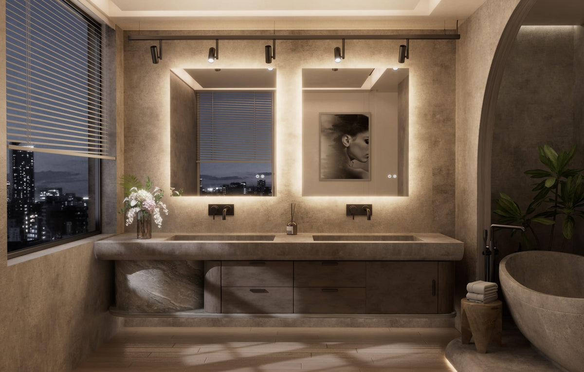 LED Backlit Bathroom Mirror with Anti-Fog, Dimmable, 36"L x 30"W