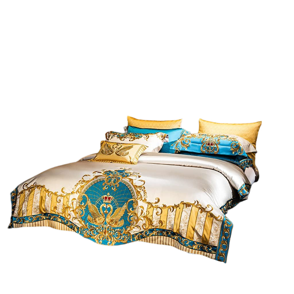 Bedding Four-Piece Wedding Four-Piece Embroidered Bed Items Skin-Friendly Quilt Cover Bedding (D 220 * 240cm) (D 220 * 240cm)