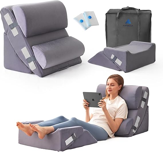 6PCS Wedge Pillow Set for After Surgery, Sit Up Pillow for Bed, Back Support Pillow