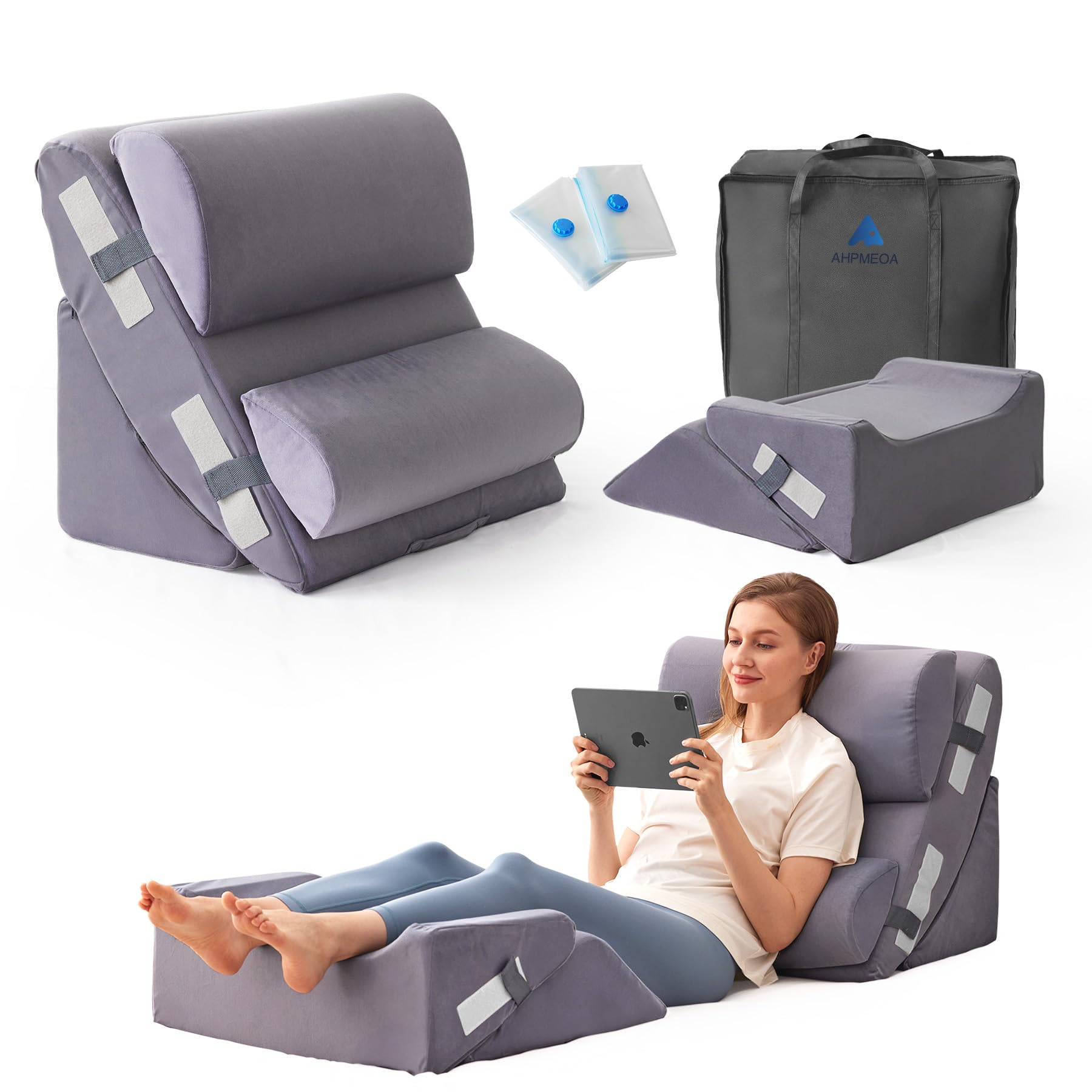 6PCS Wedge Pillow Set for After Surgery, Back Support Pillow for Bed, Bed Wedge