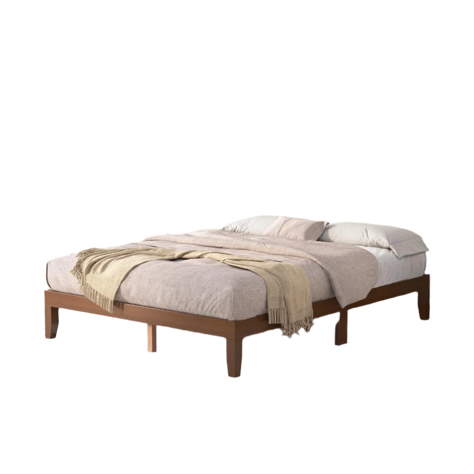Queen Bed Frames,Wood Platforms Bed with Wooden Slats Support