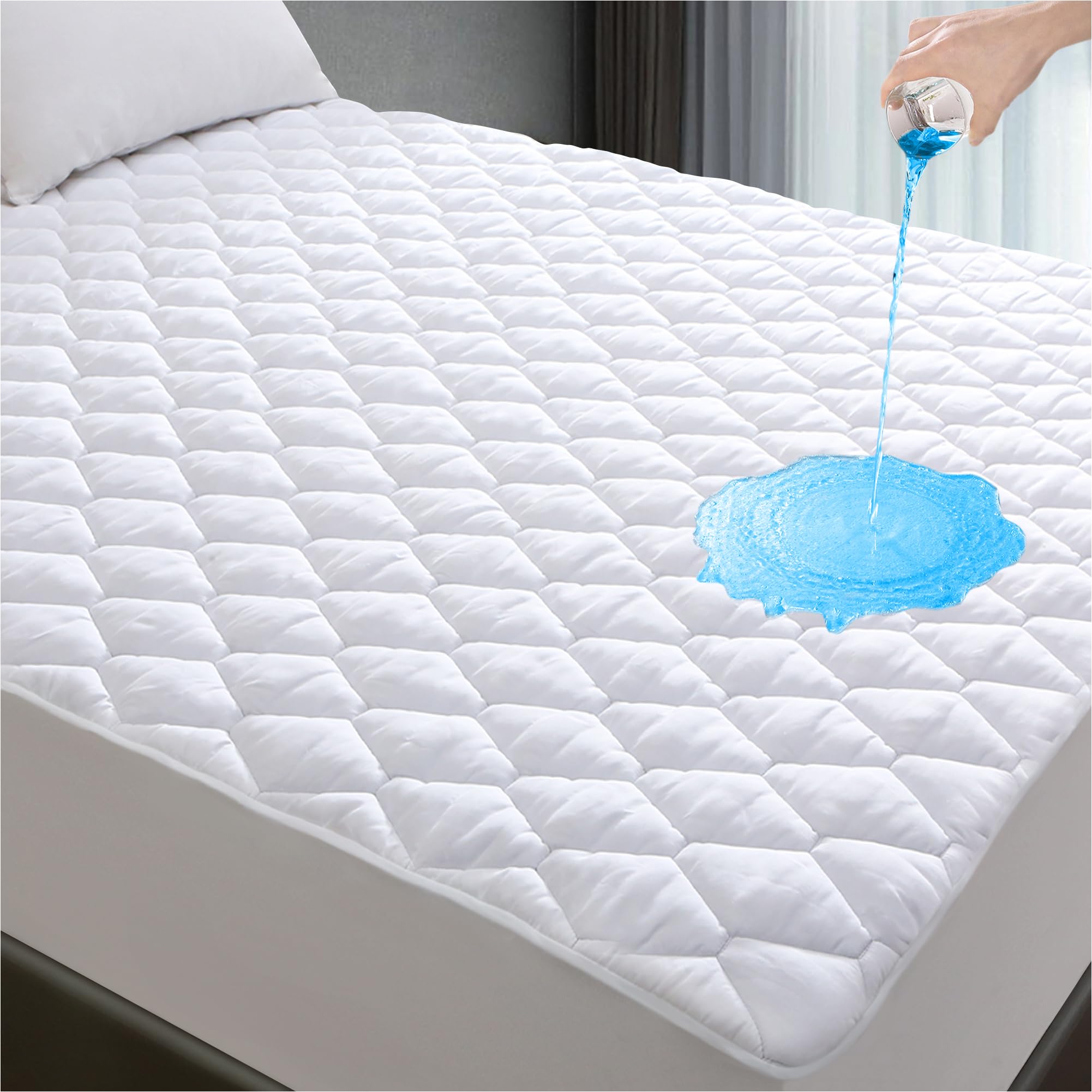 King Mattress Protector, Soft Breathable Waterproof King Size Mattress Pad Cover